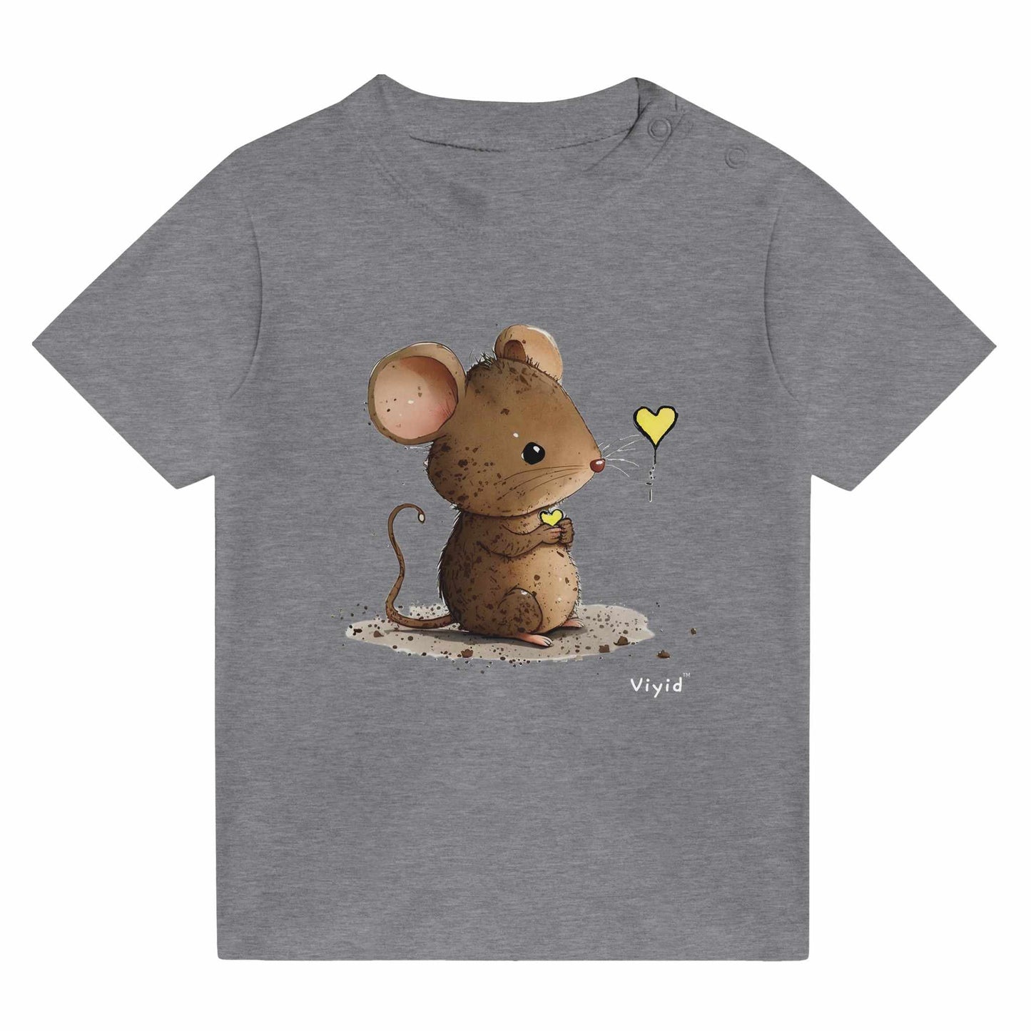 mouse with yellow heart baby t-shirt heather gray