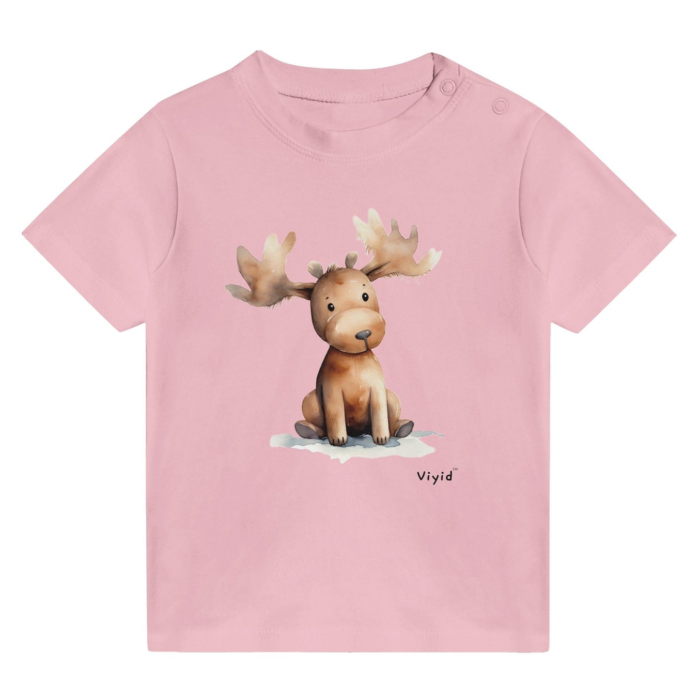 brown moose baby t-shirt pink