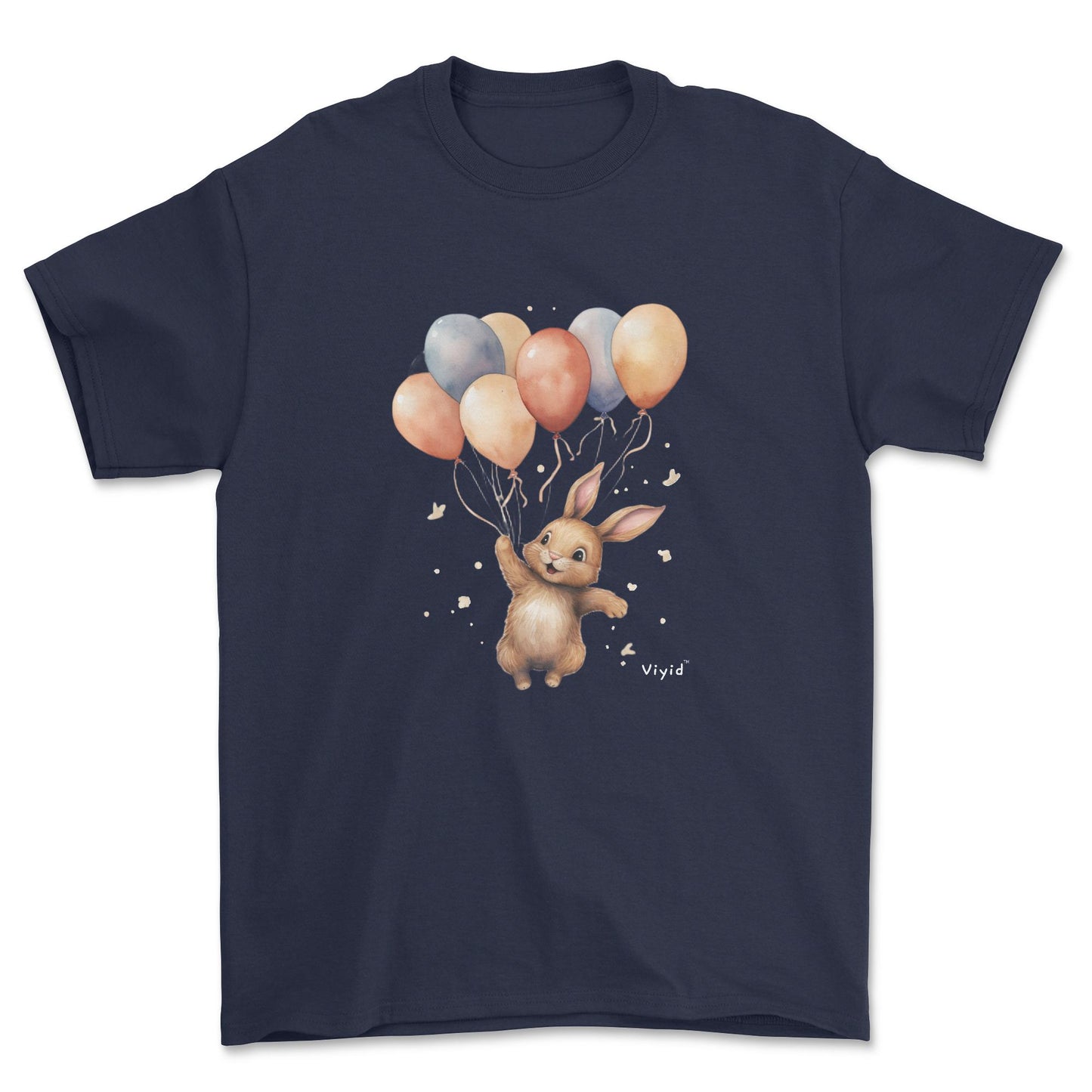 bunny with balloons youth t-shirt navy