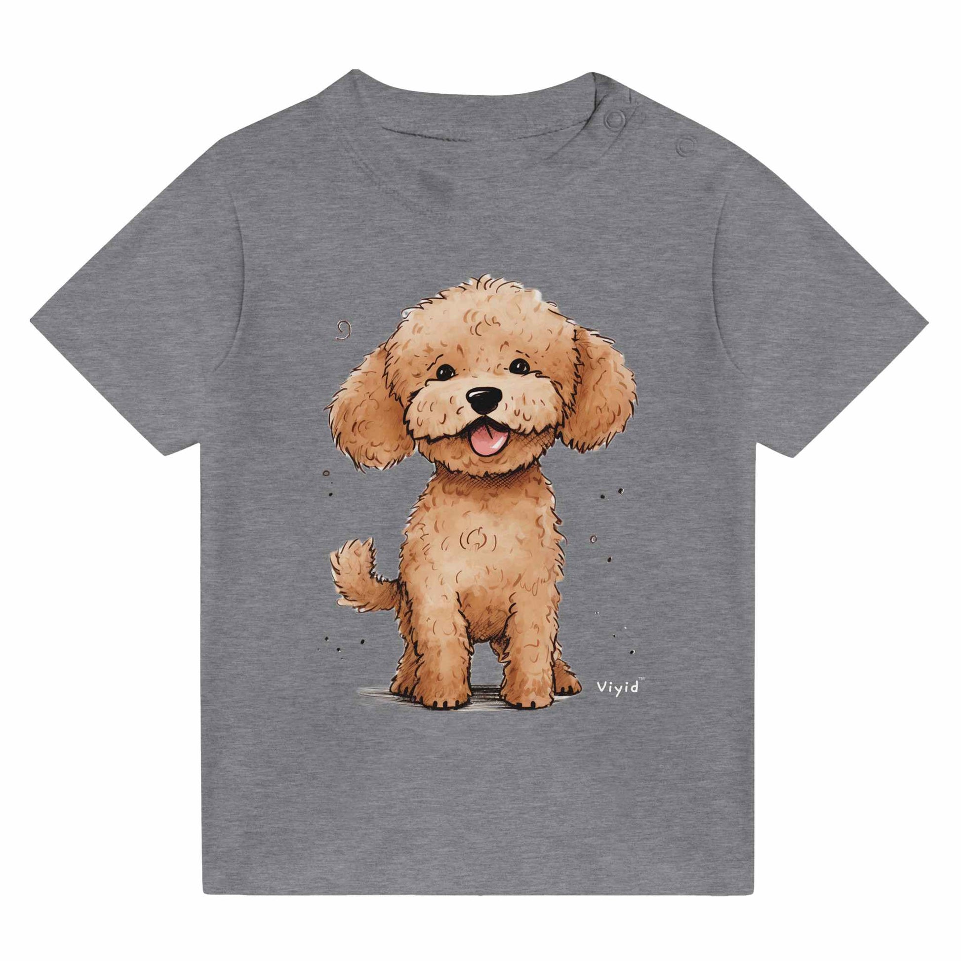 brown poodle baby t-shirt heather gray