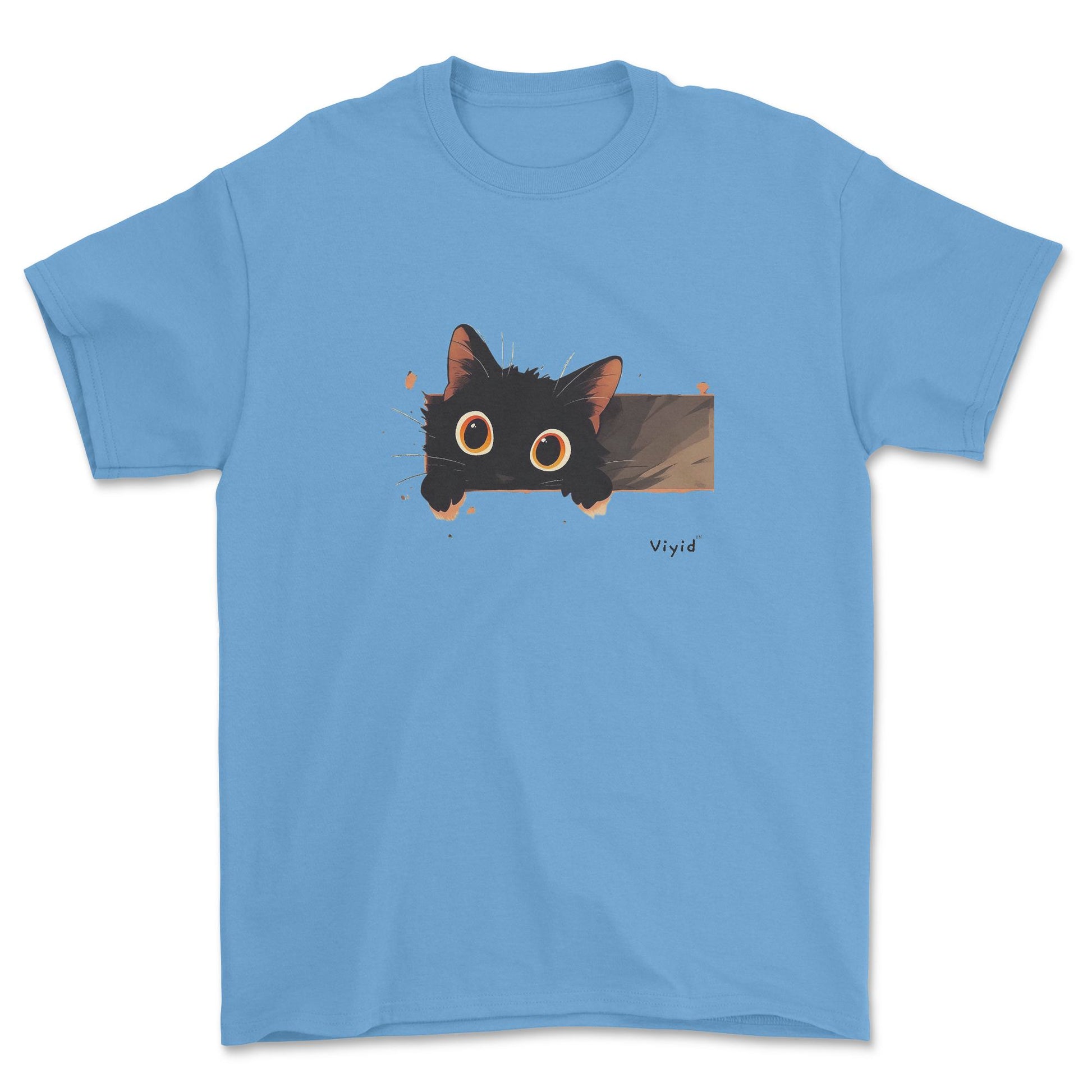 Peeping black cat adult t-shirt carolina blue