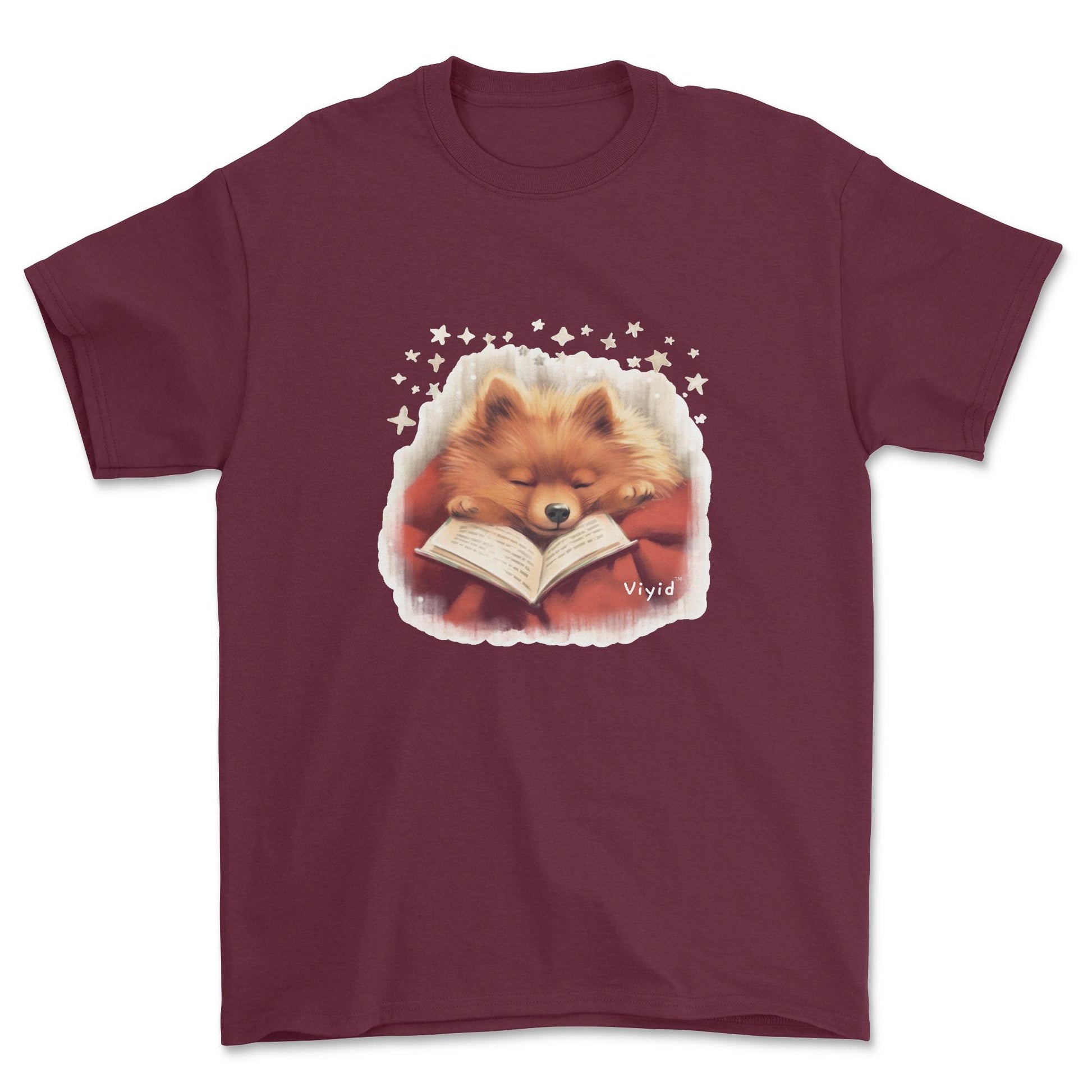sleeping Pomeranian youth t-shirt maroon