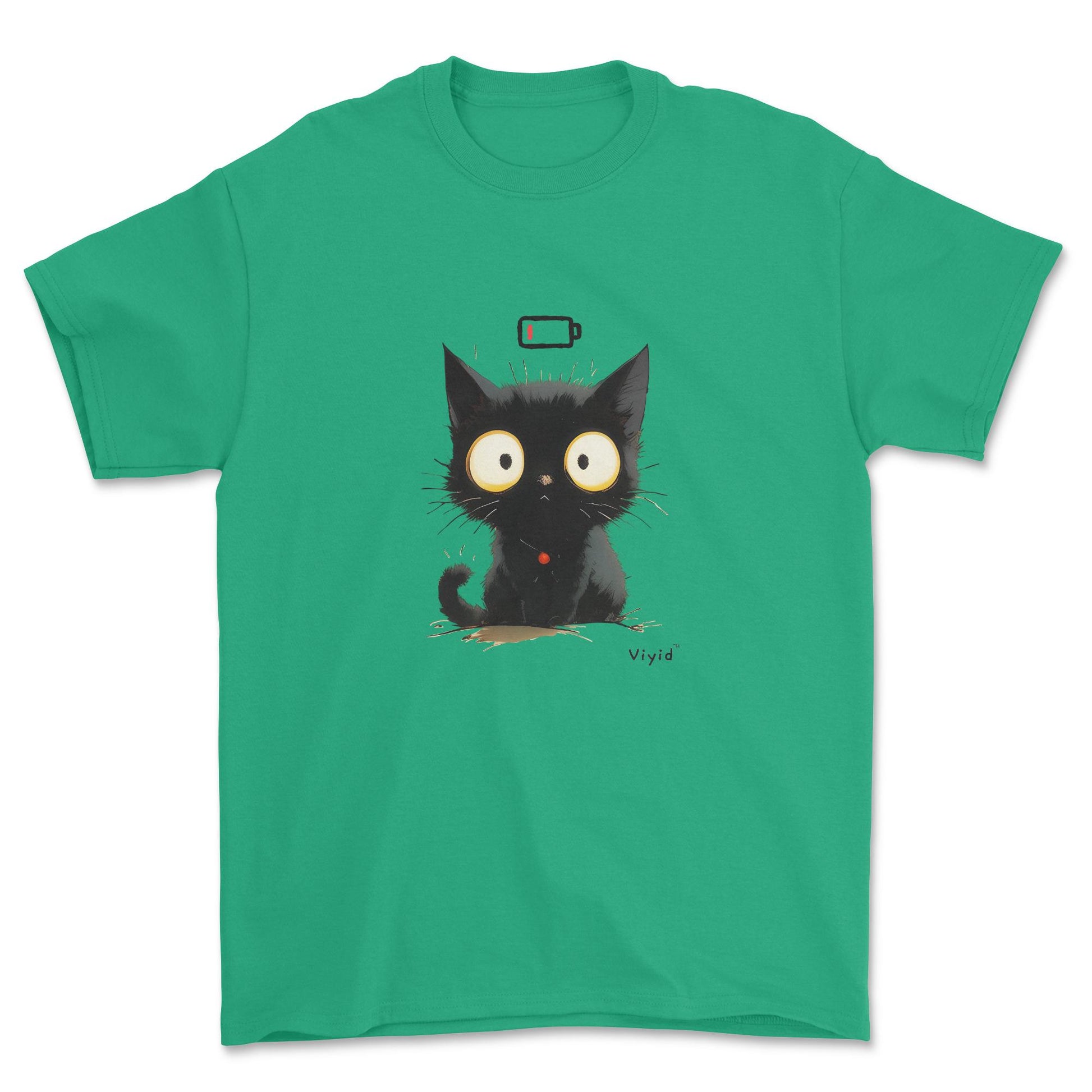 Low battery black cat youth t-shirt irish green