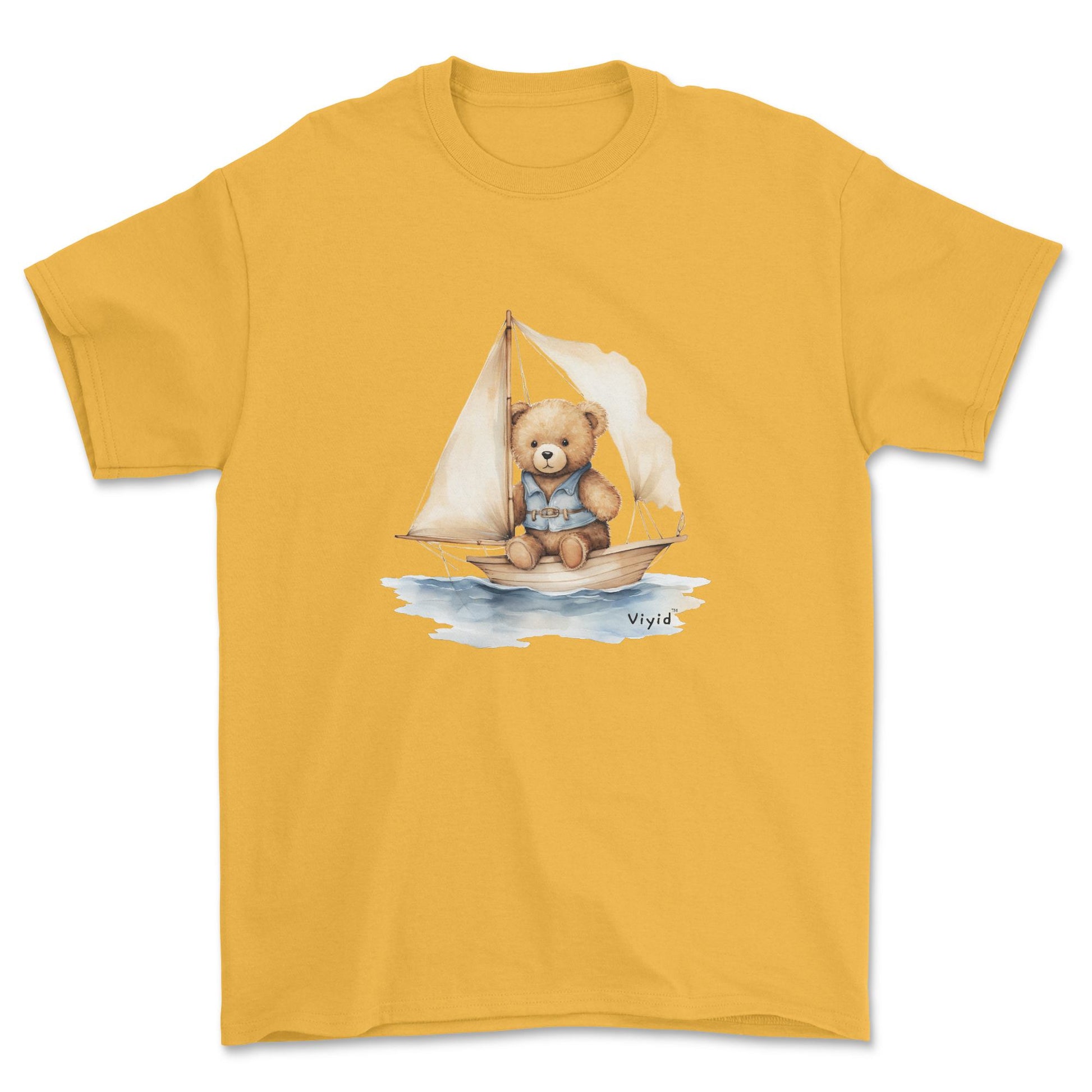 bear on boat adult t-shirt gold
