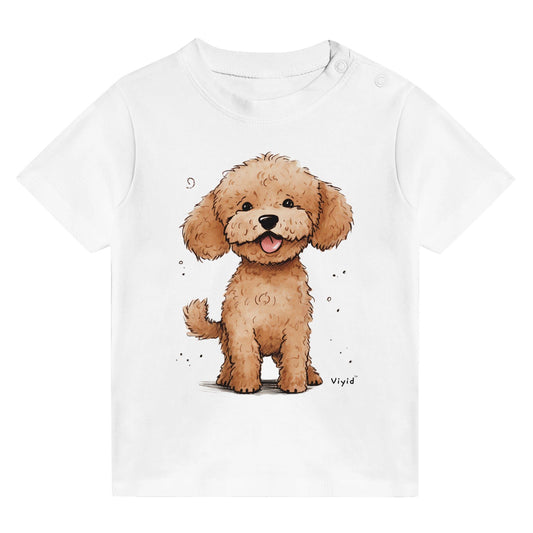 brown poodle baby t-shirt white