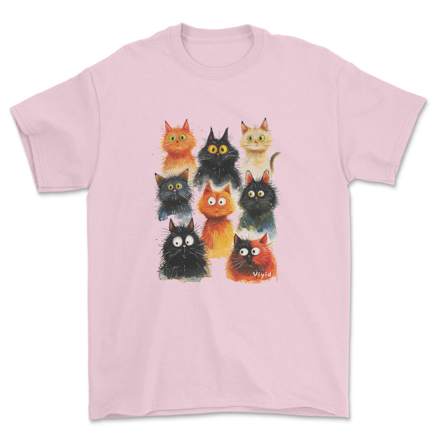 funky cats youth t-shirt light pink