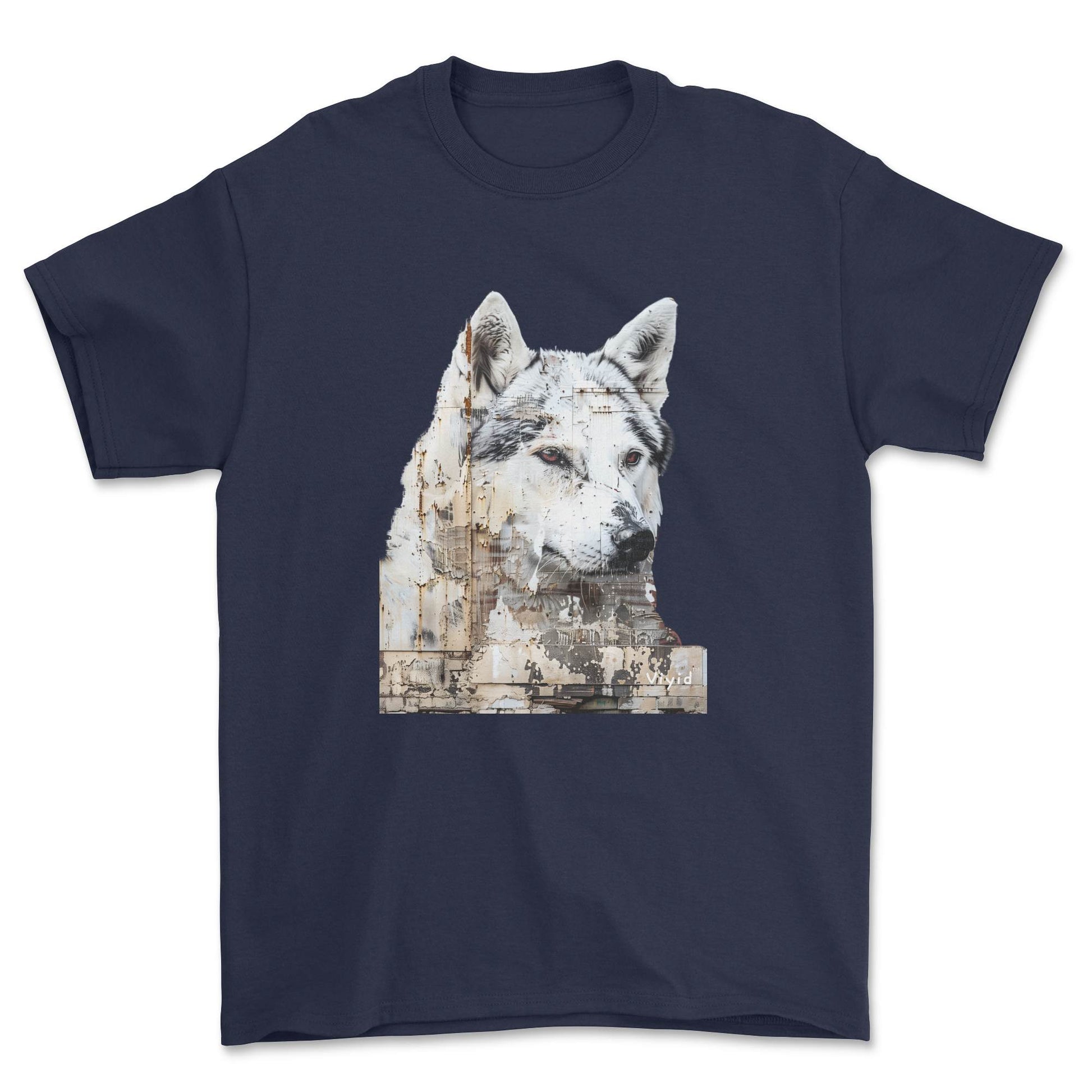 Siberian Husky youth t-shirt navy