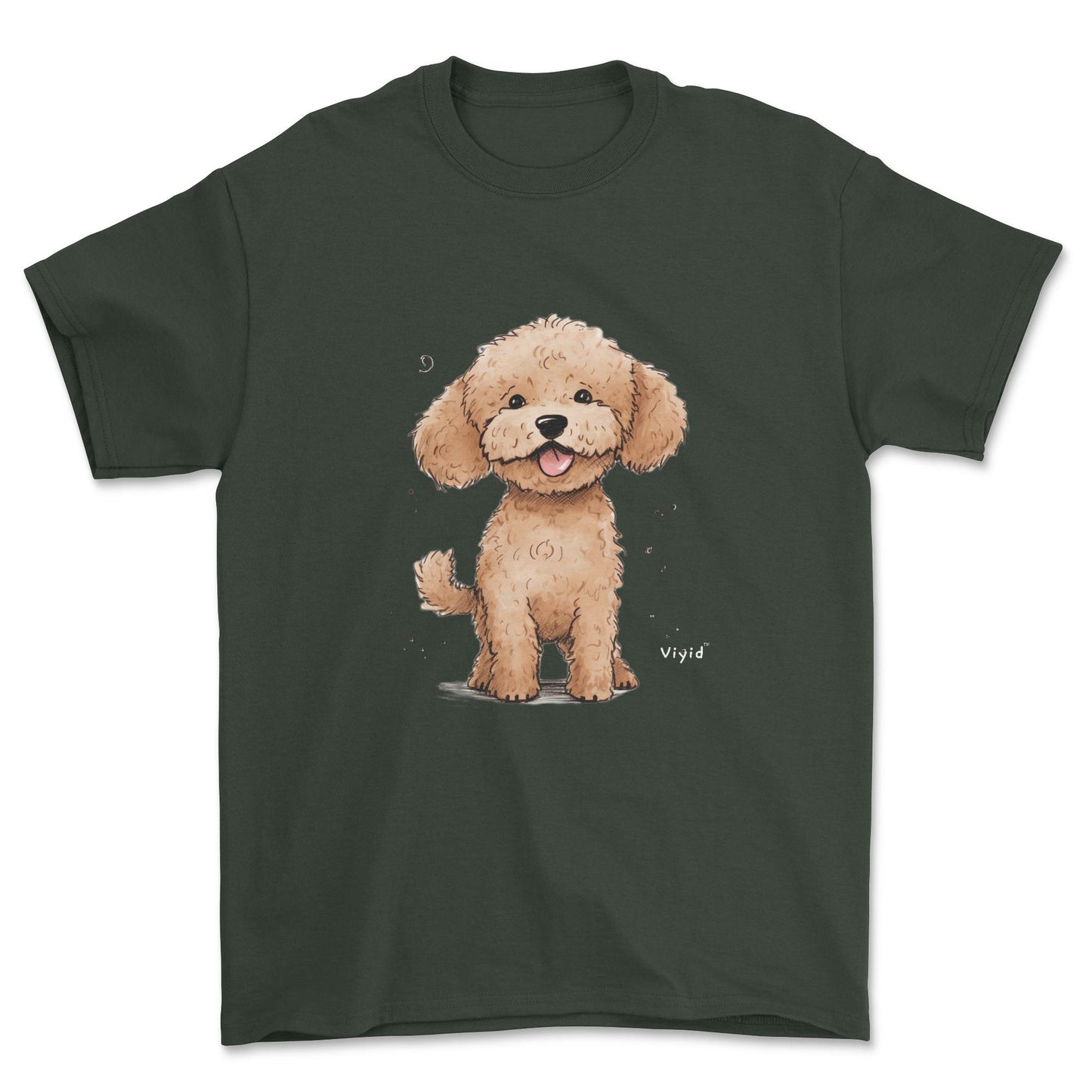 brown poodle adult t-shirt forest green