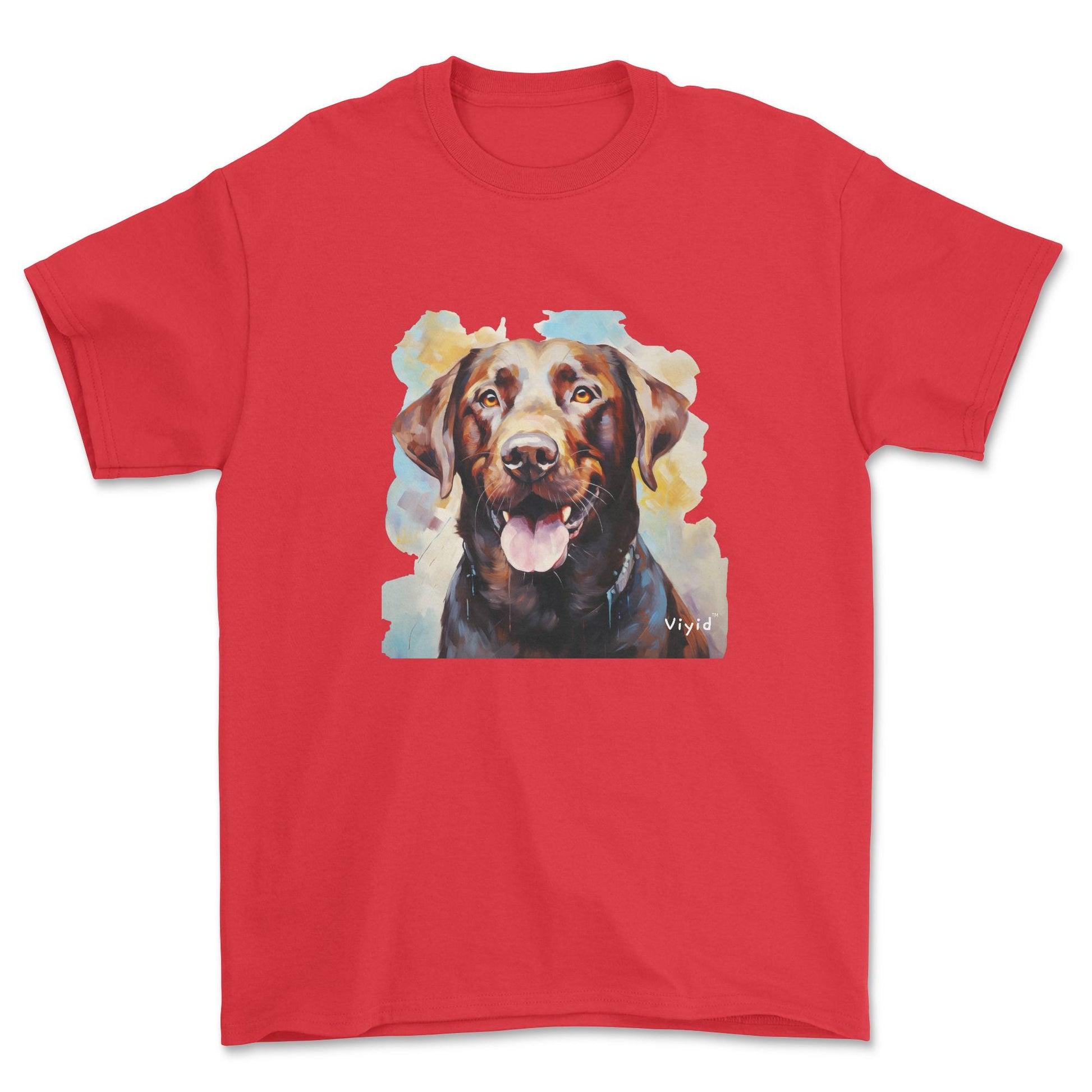 chocolate Labrador Retriever youth t-shirt red