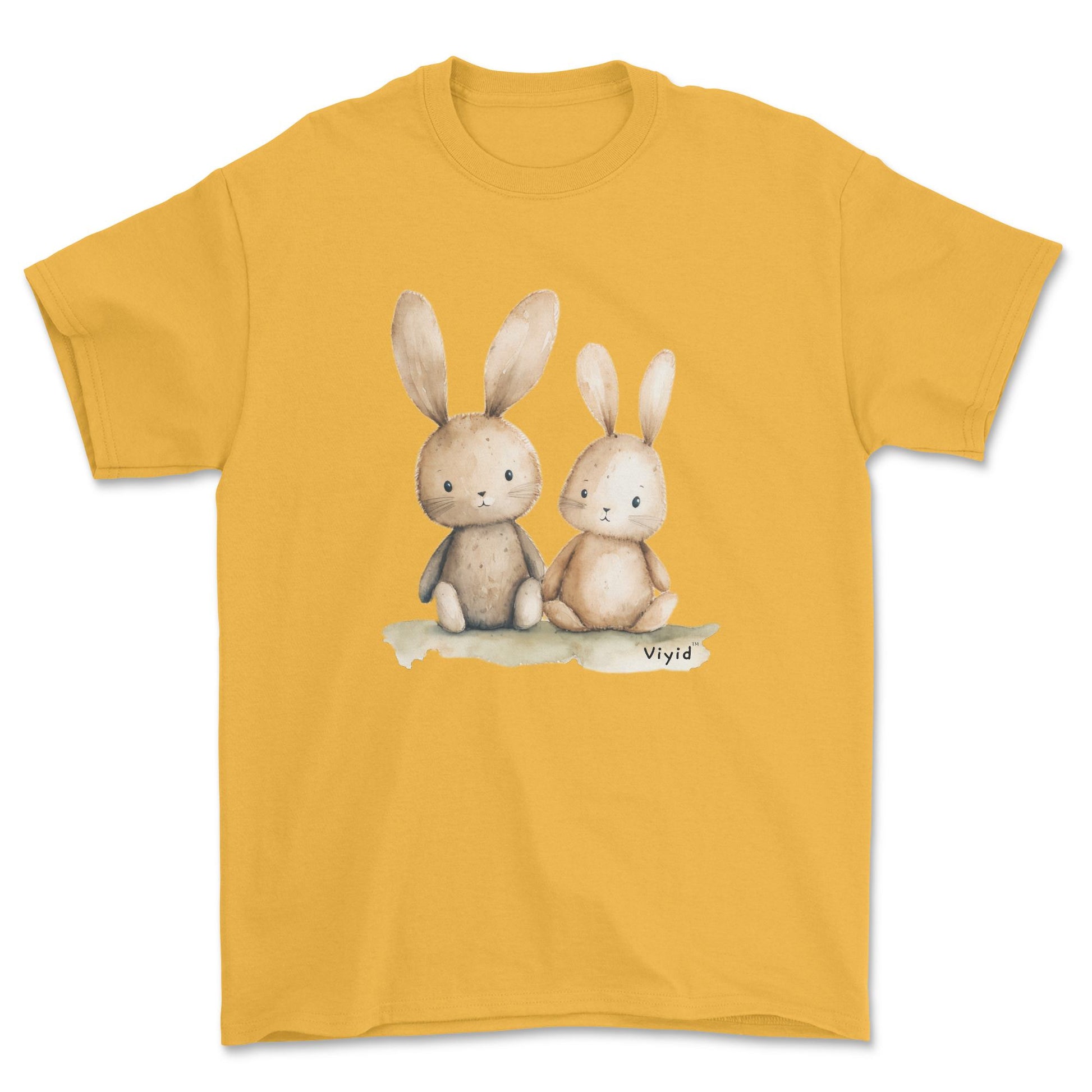 two rabbits adult t-shirt gold