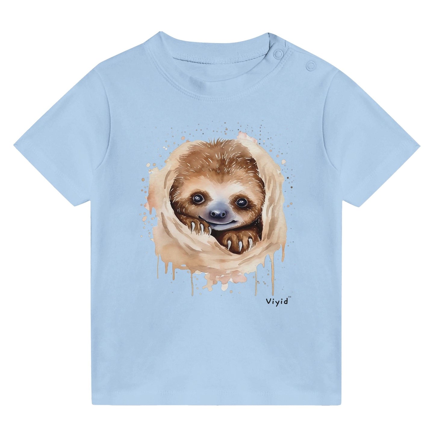 hiding sloth baby t-shirt baby blue