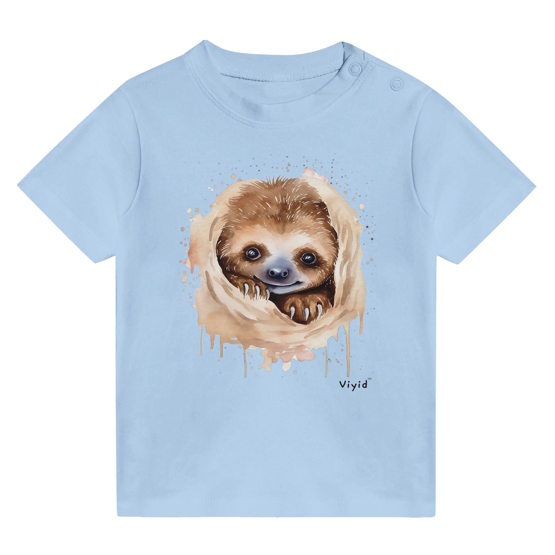 hiding sloth baby t-shirt baby blue