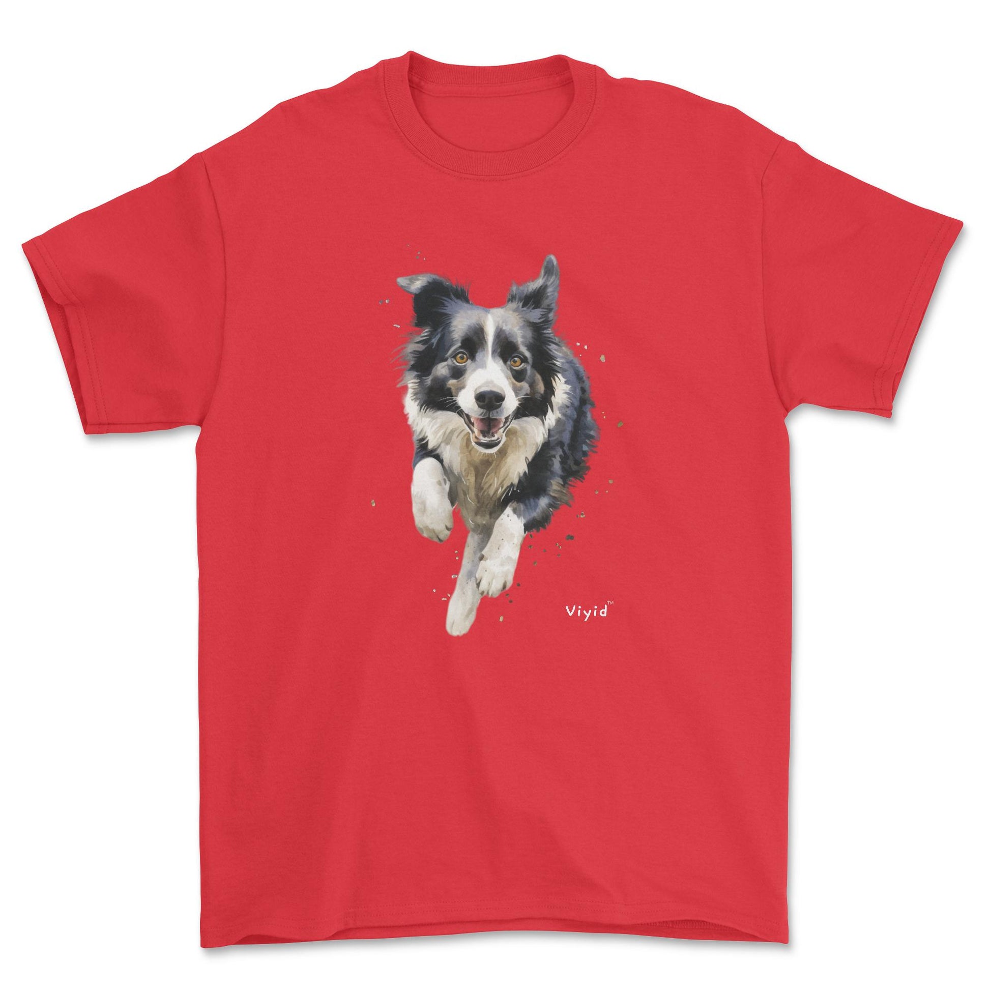 running Border Collie adult t-shirt red