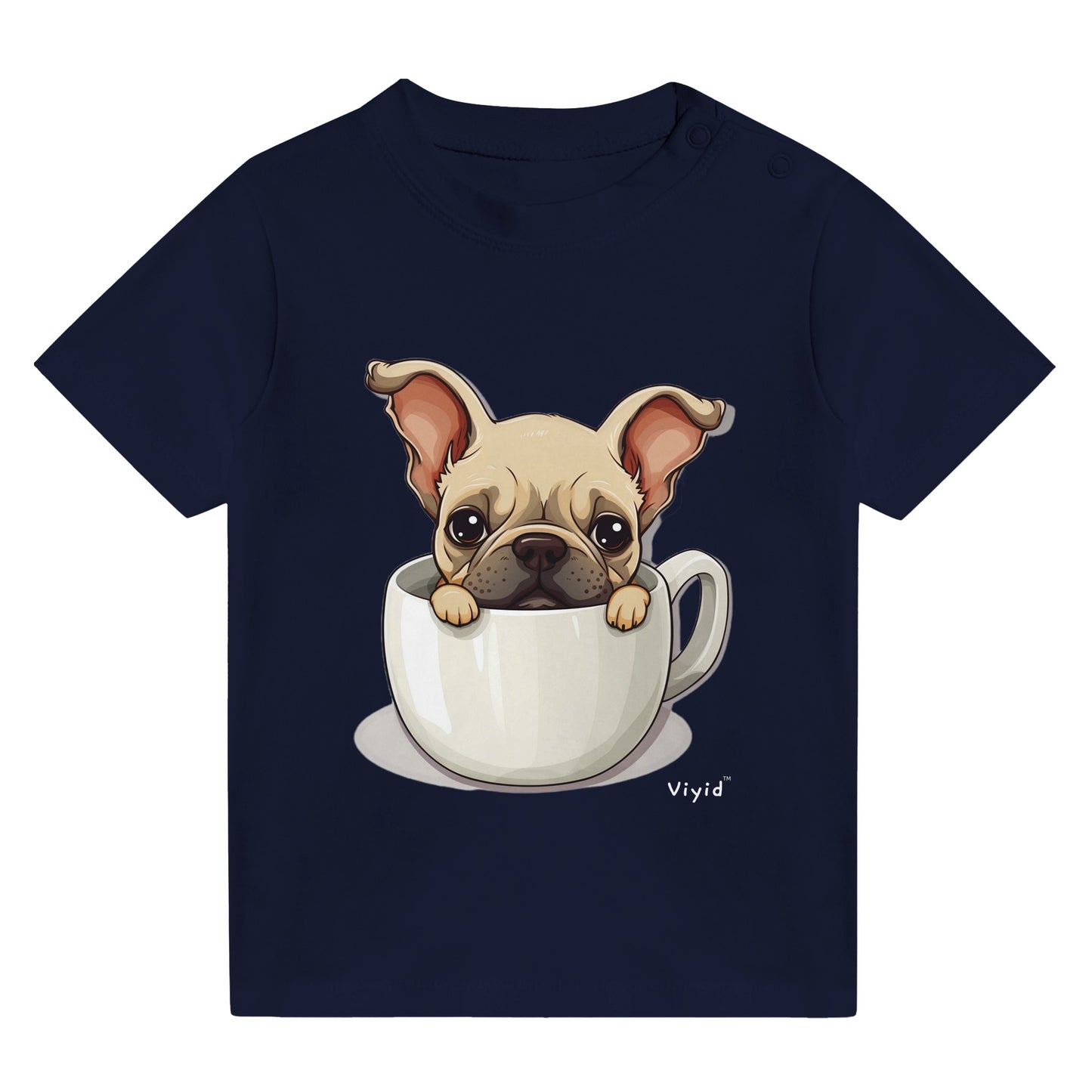 french bulldog in a cup baby t-shirt navy