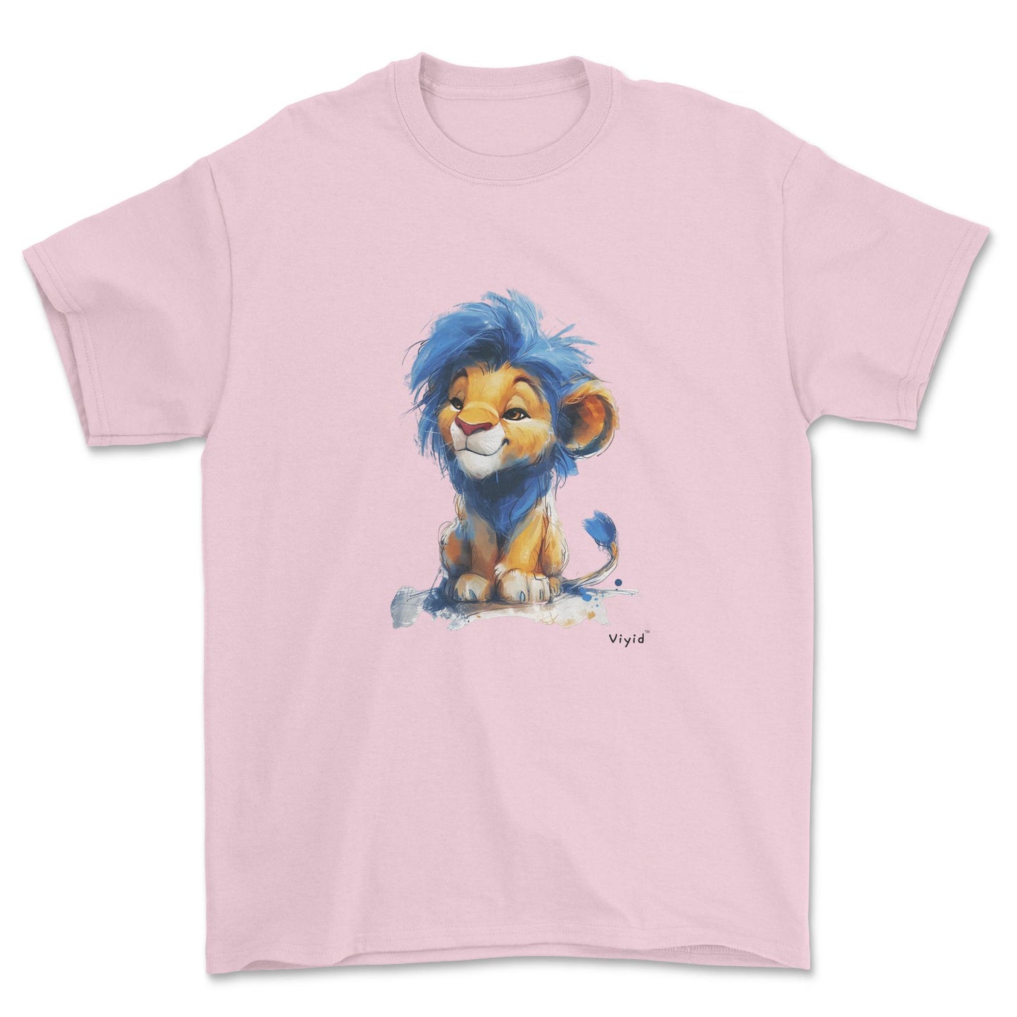 Blue mane lion youth t-shirt light pink