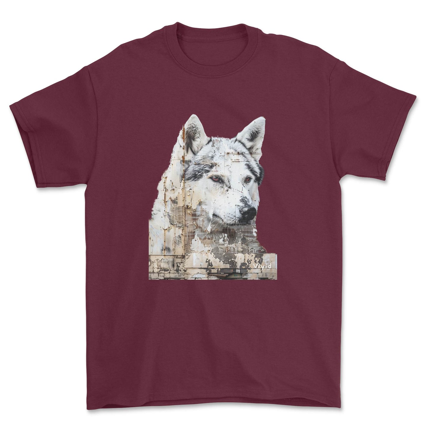 Siberian Husky adult t-shirt maroon