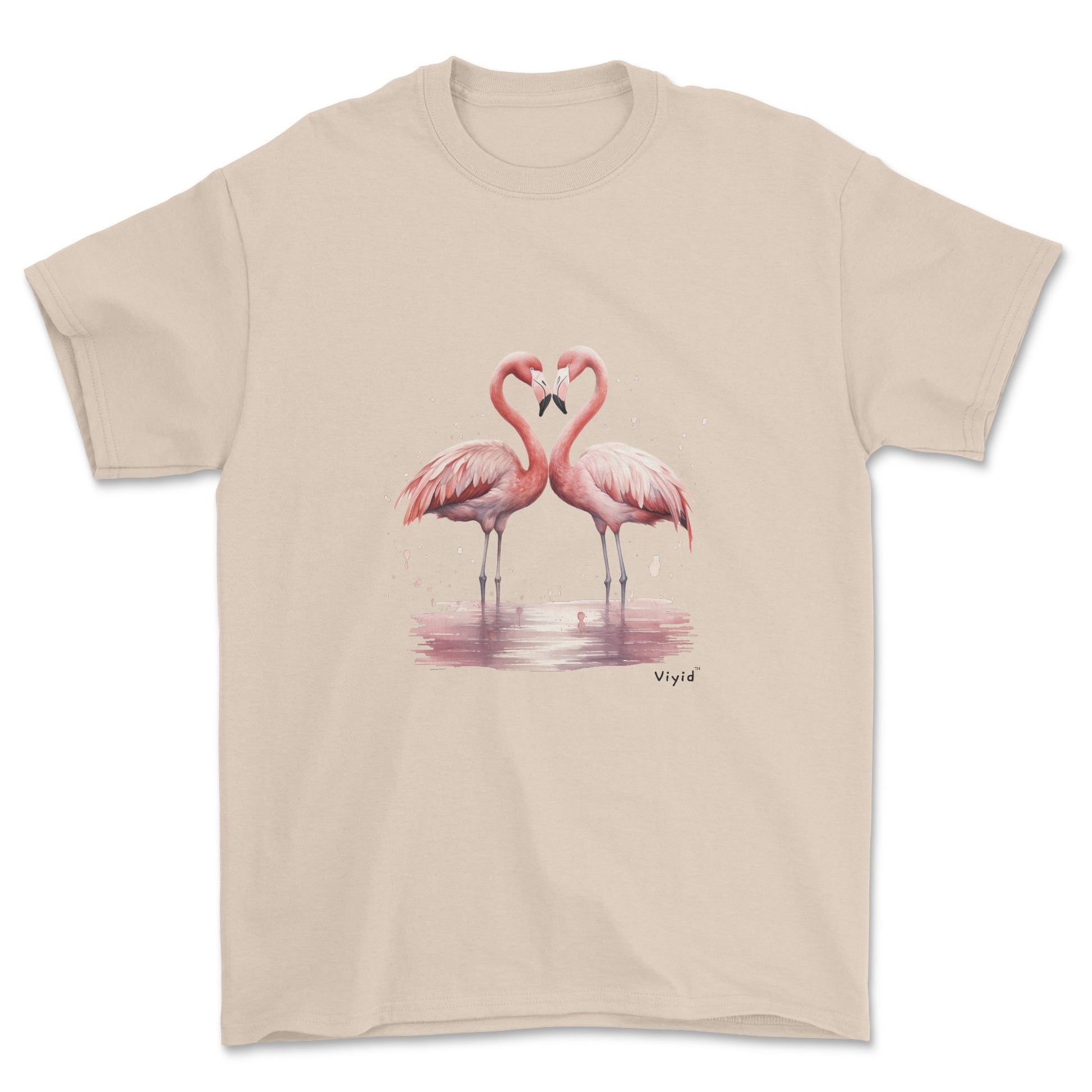 flamingo love adult t-shirt sand