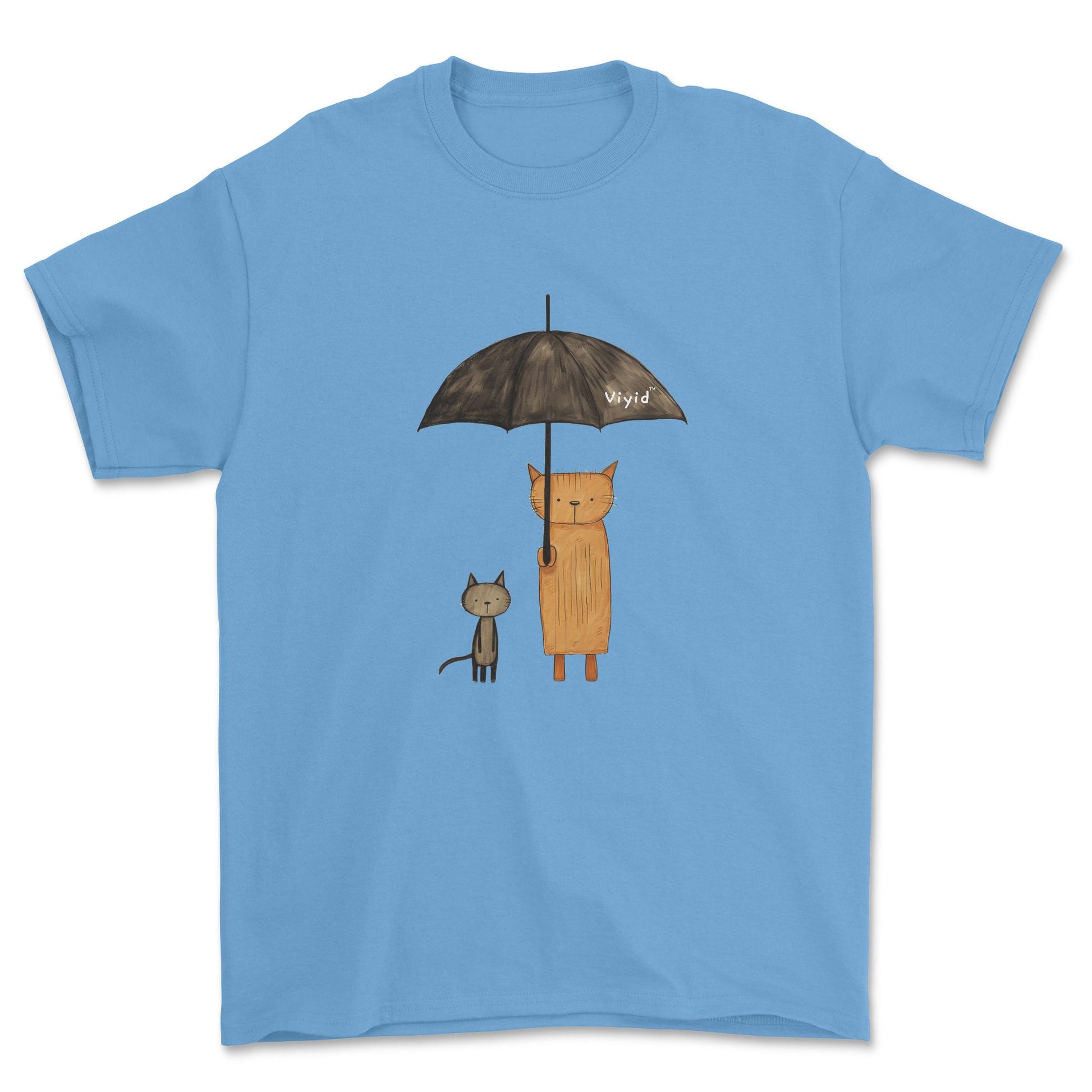 abstract cats with umbrella youth t-shirt carolina blue