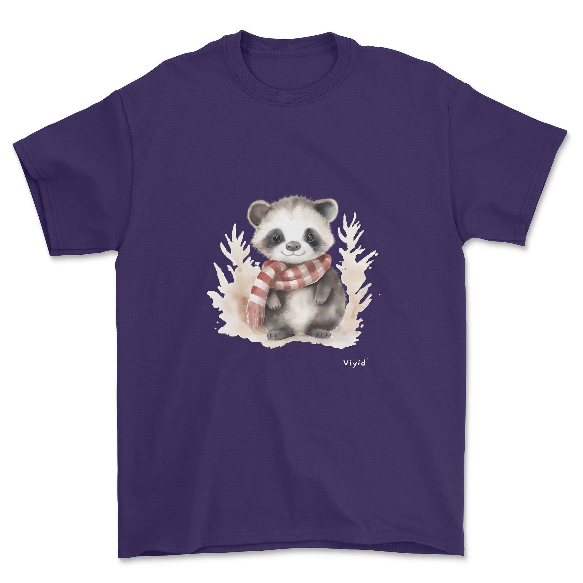 badger with scarf adult t-shirt purple