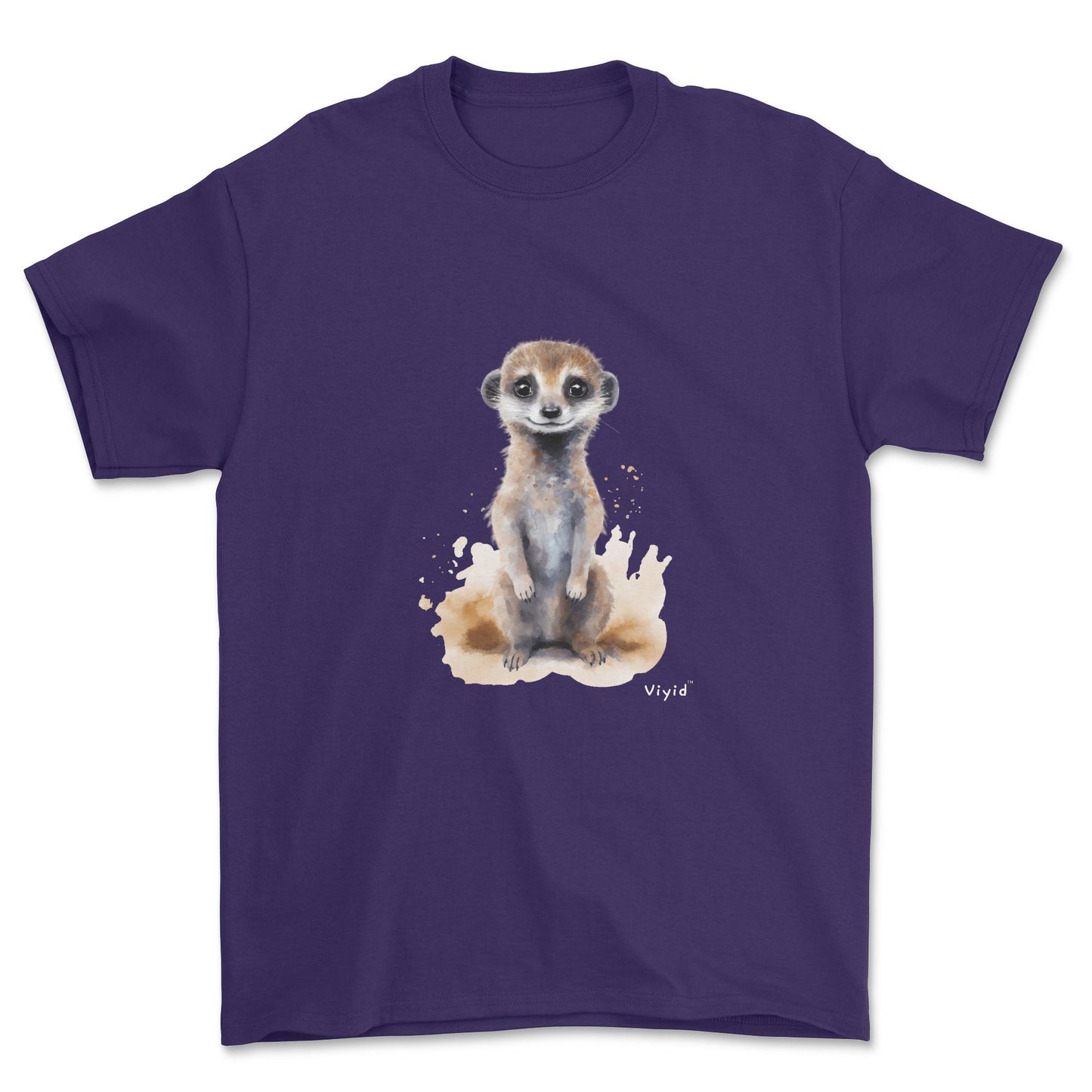 standing meerkat youth t-shirt purple