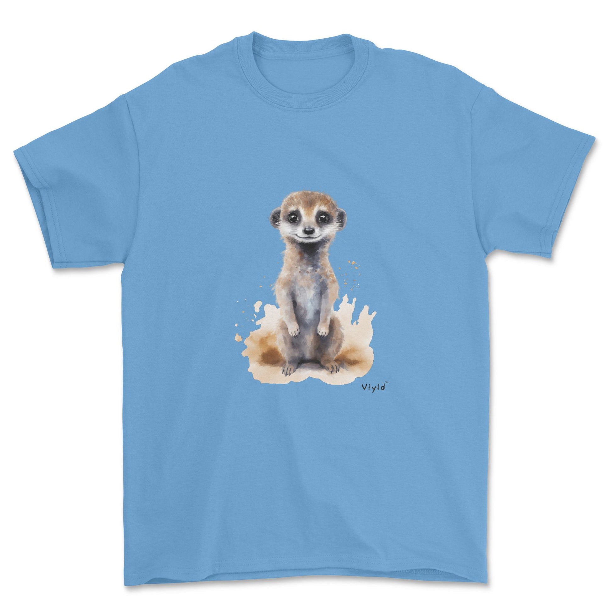 standing meerkat youth t-shirt carolina blue