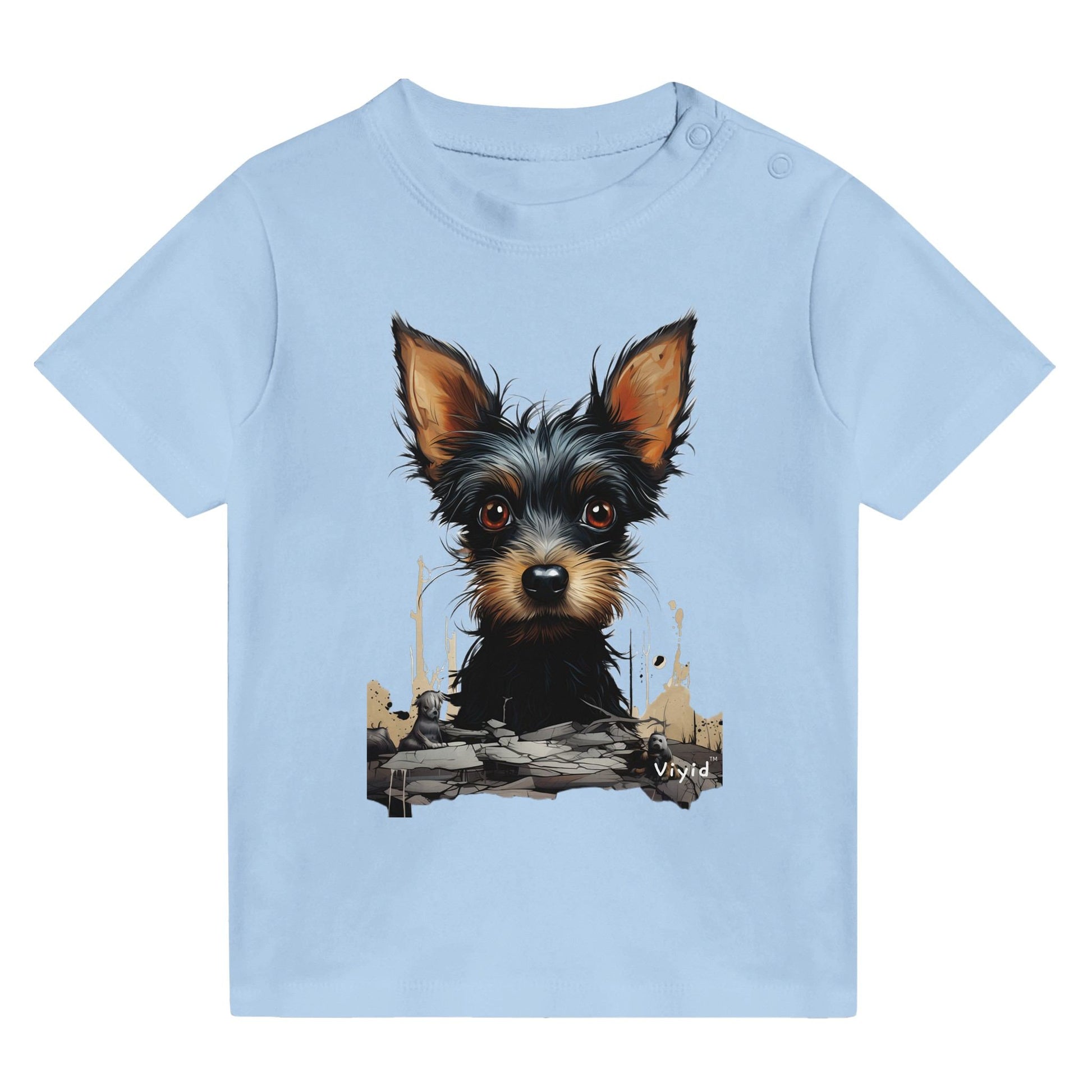 black Yorkshire Terrier drawing toddler t-shirt baby blue