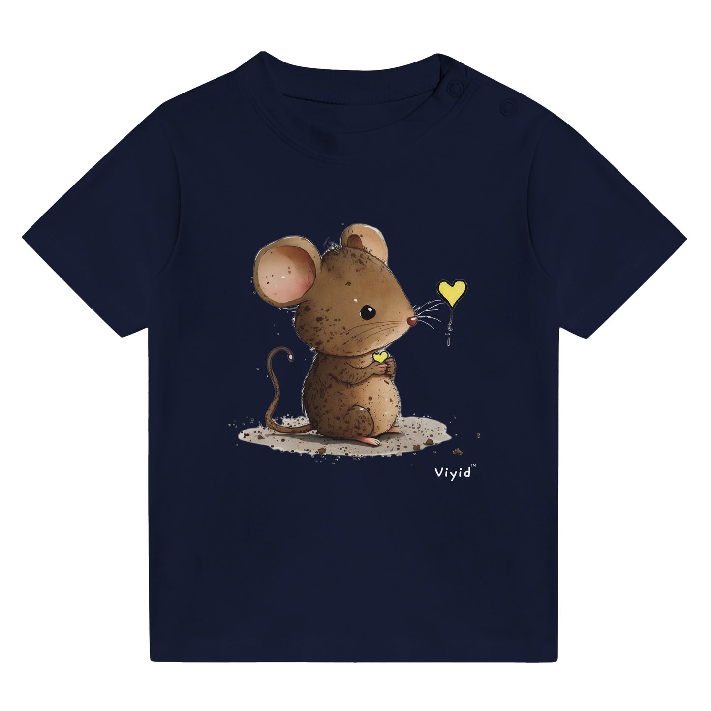 mouse with yellow heart baby t-shirt navy