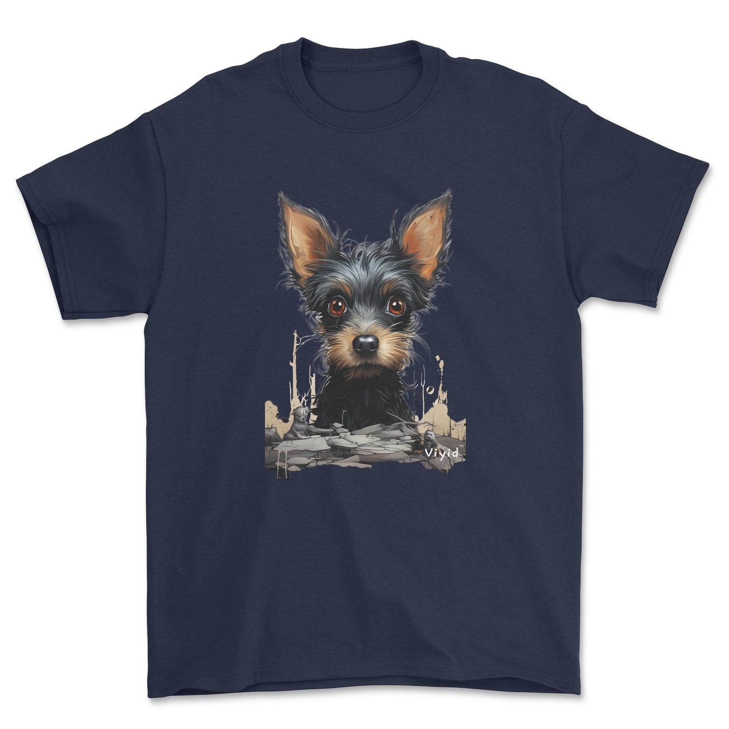 black Yorkshire Terrier drawing youth t-shirt navy