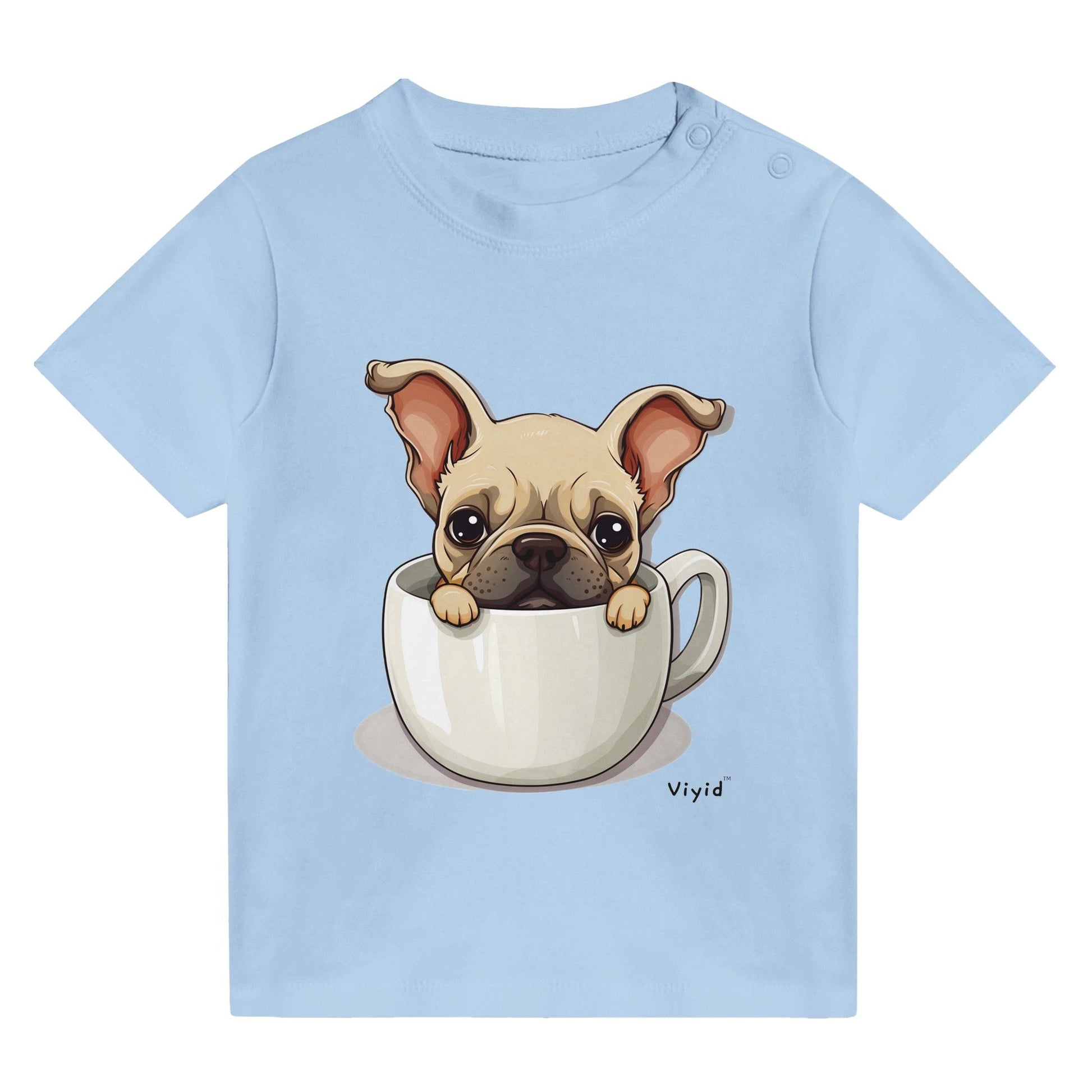 french bulldog in a cup baby t-shirt baby blue