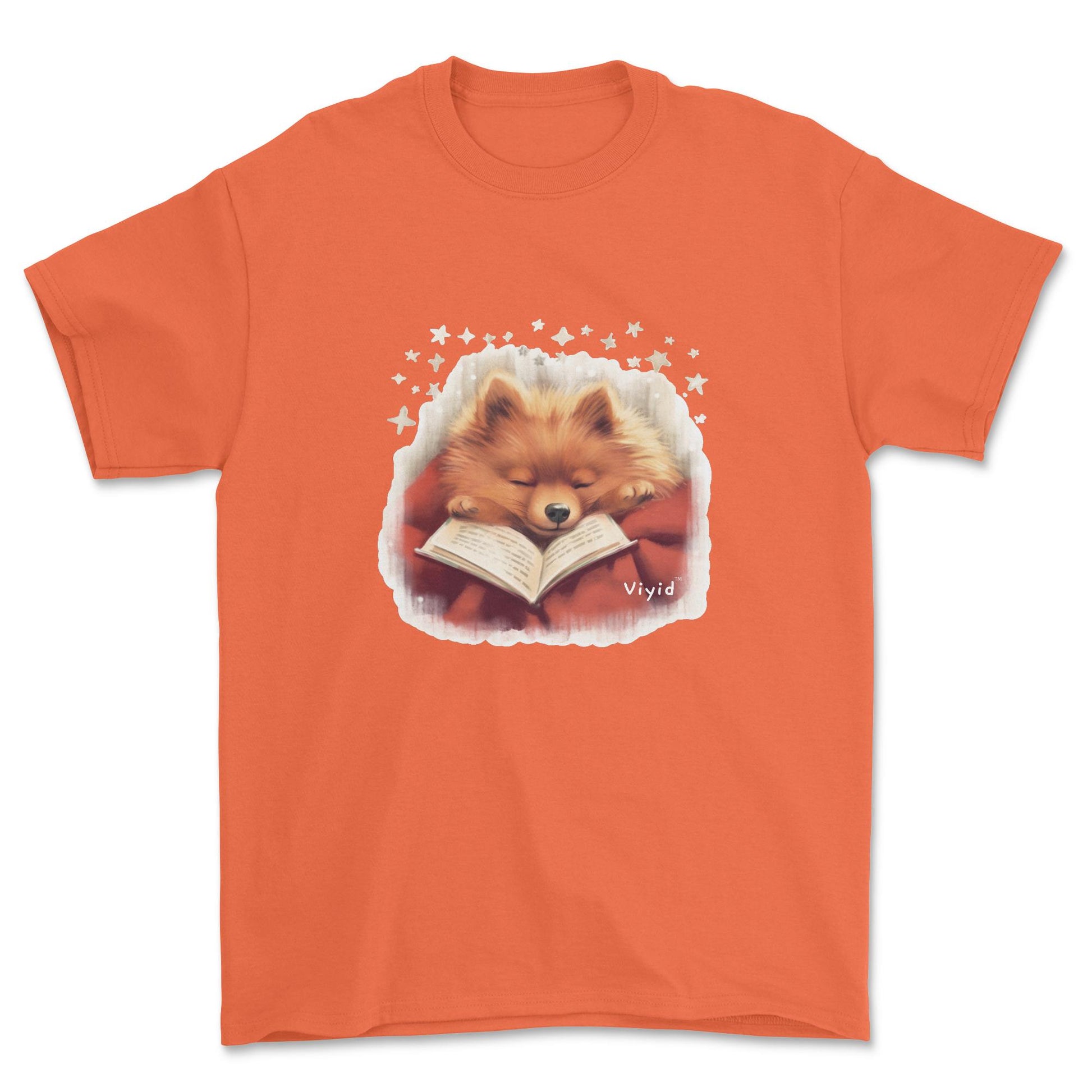 sleeping Pomeranian adult t-shirt orange