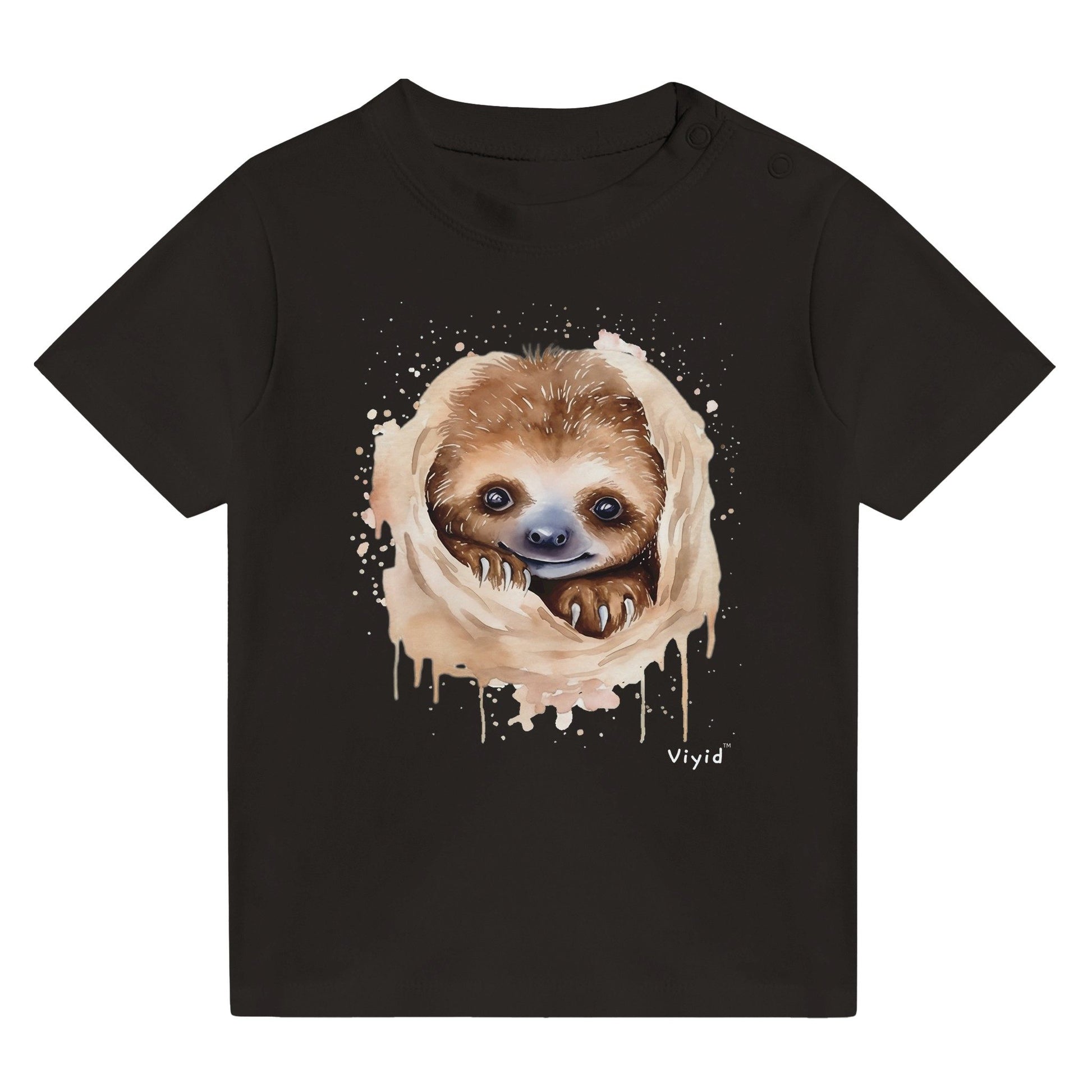 hiding sloth baby t-shirt black