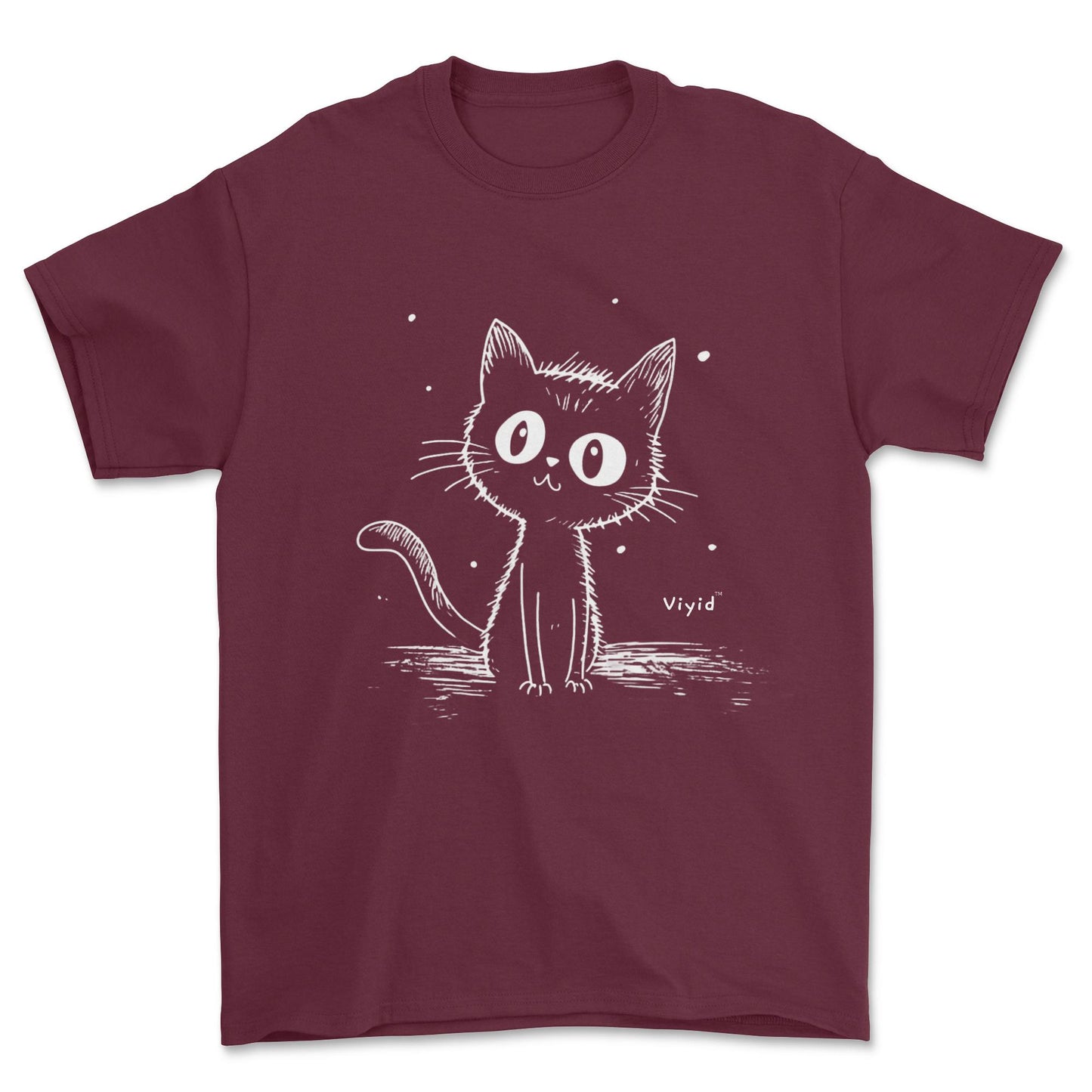 cat sketch youth t-shirt maroon