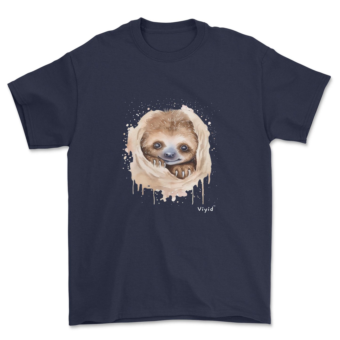 hiding sloth youth t-shirt navy