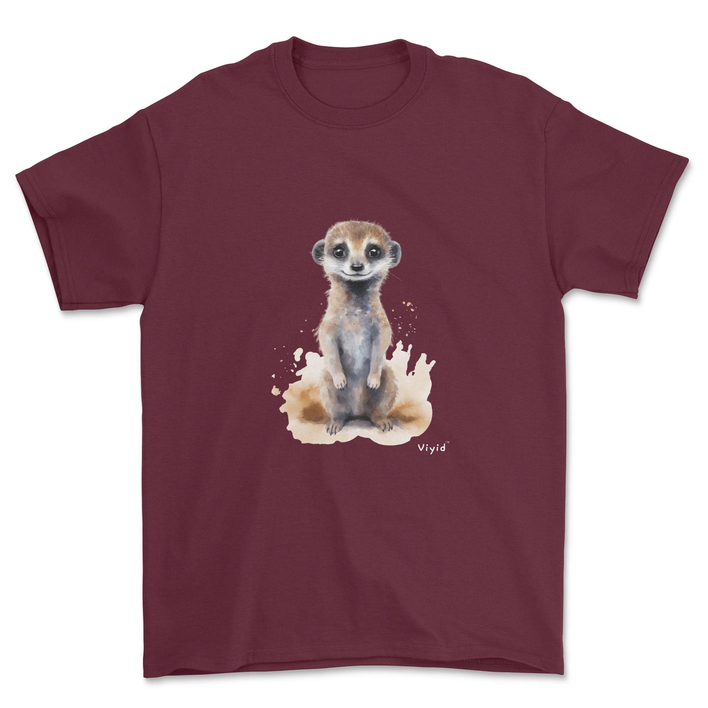 standing meerkat adult t-shirt maroon