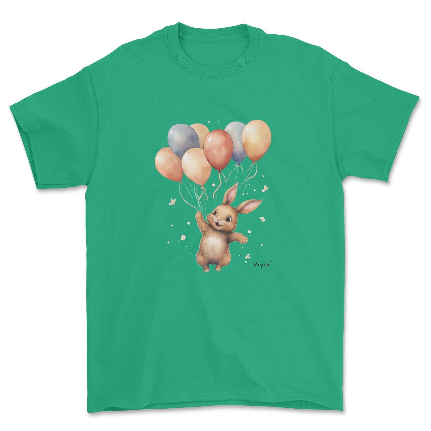 bunny with balloons youth t-shirt irish green