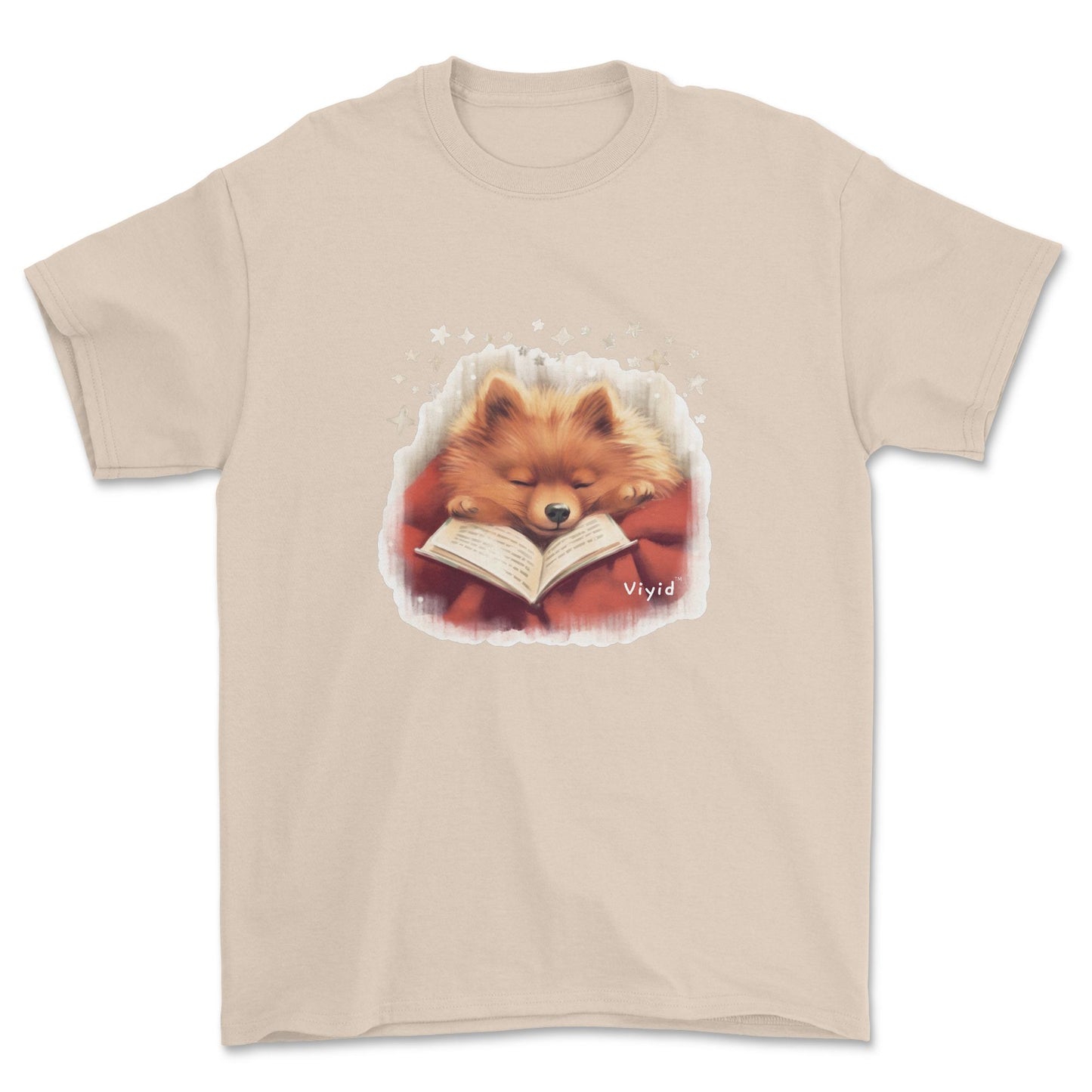 sleeping Pomeranian adult t-shirt sand