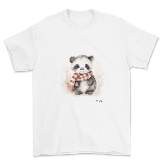 badger with scarf adult t-shirt white