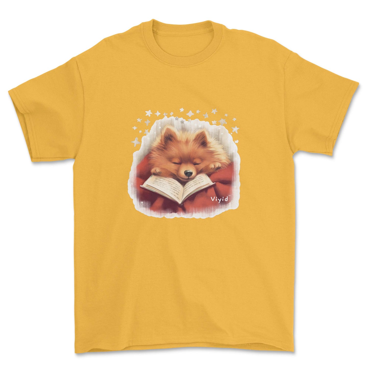 sleeping Pomeranian adult t-shirt gold