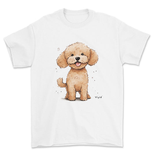 brown poodle youth t-shirt white