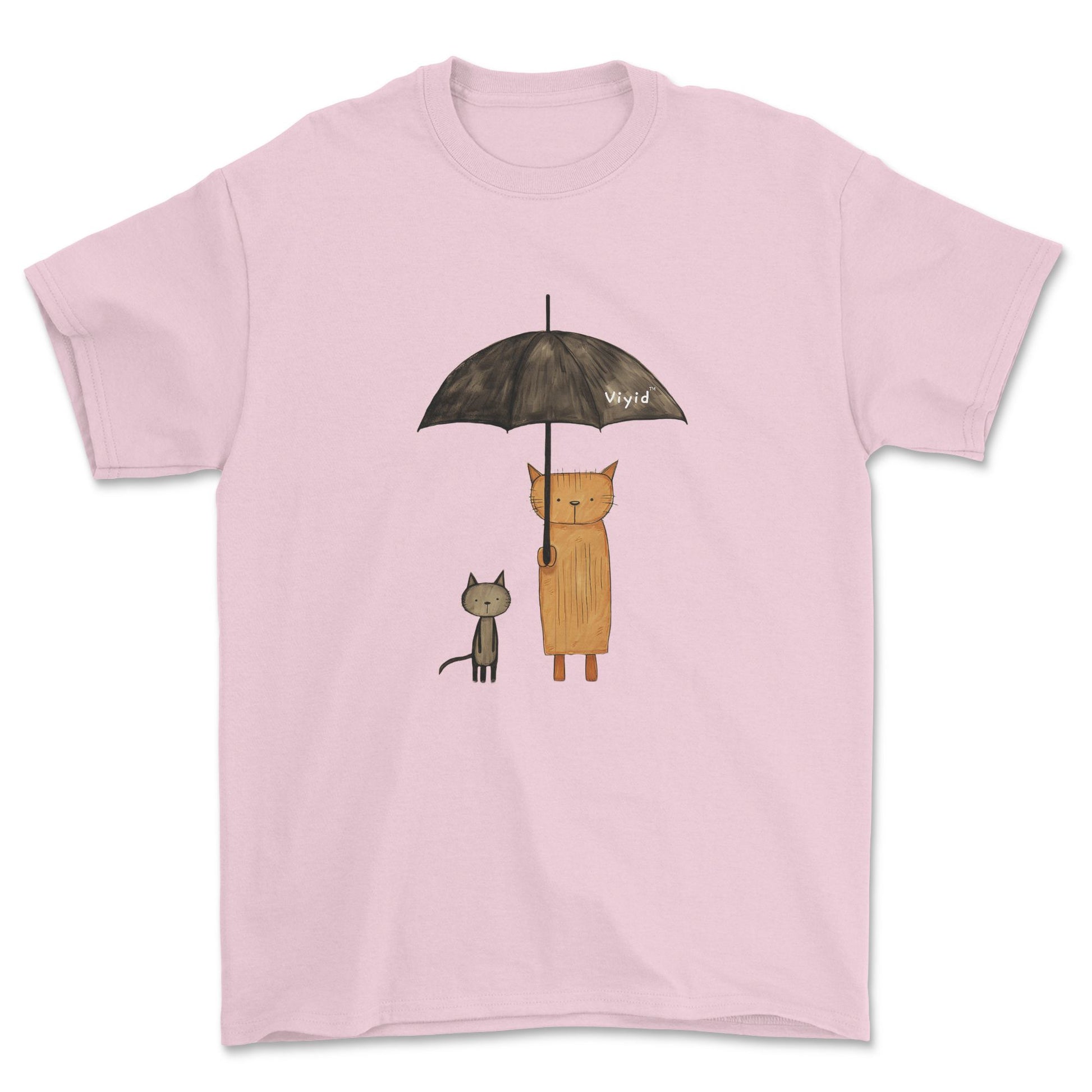 abstract cats with umbrella youth t-shirt light pink