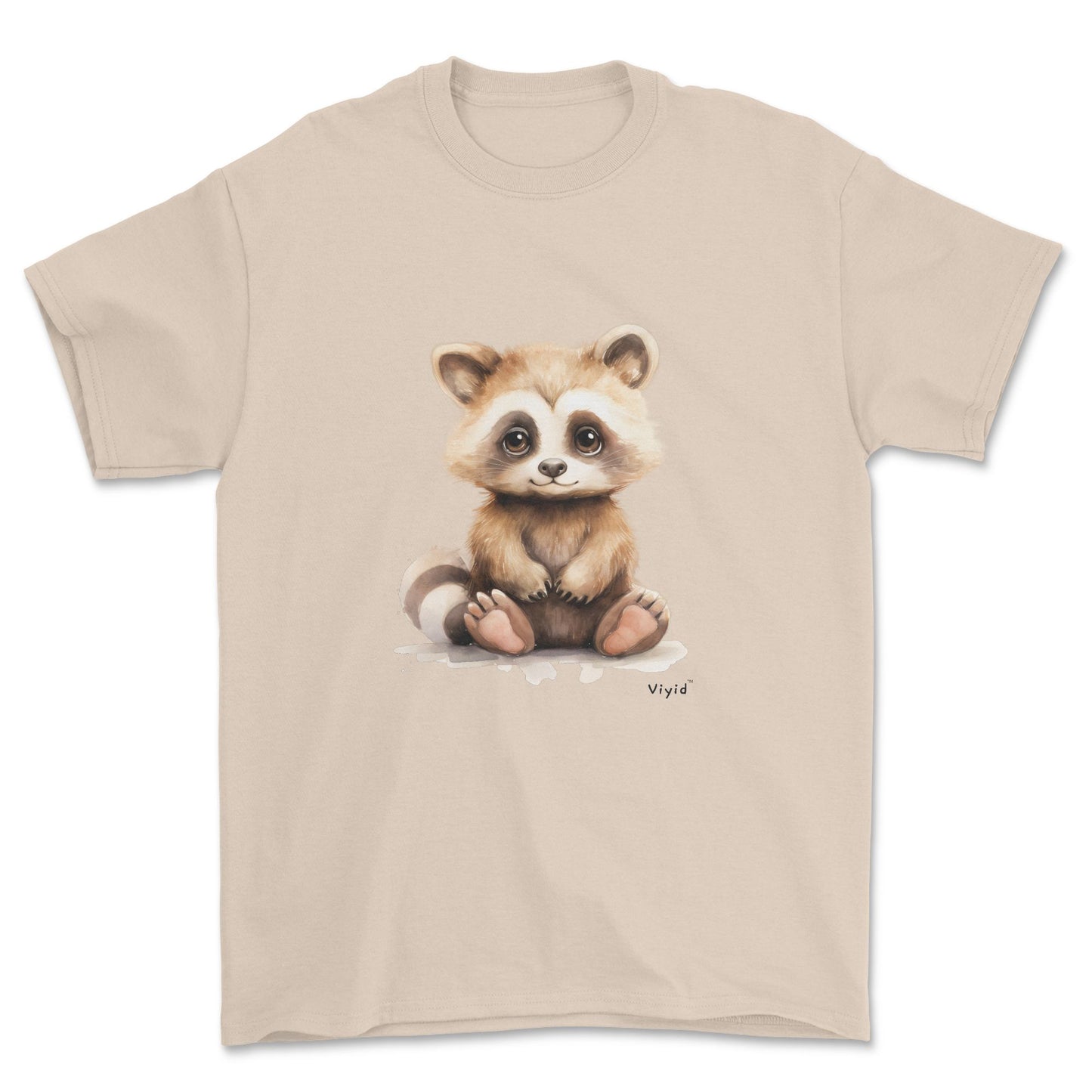 fluffy raccoon adult t-shirt sand