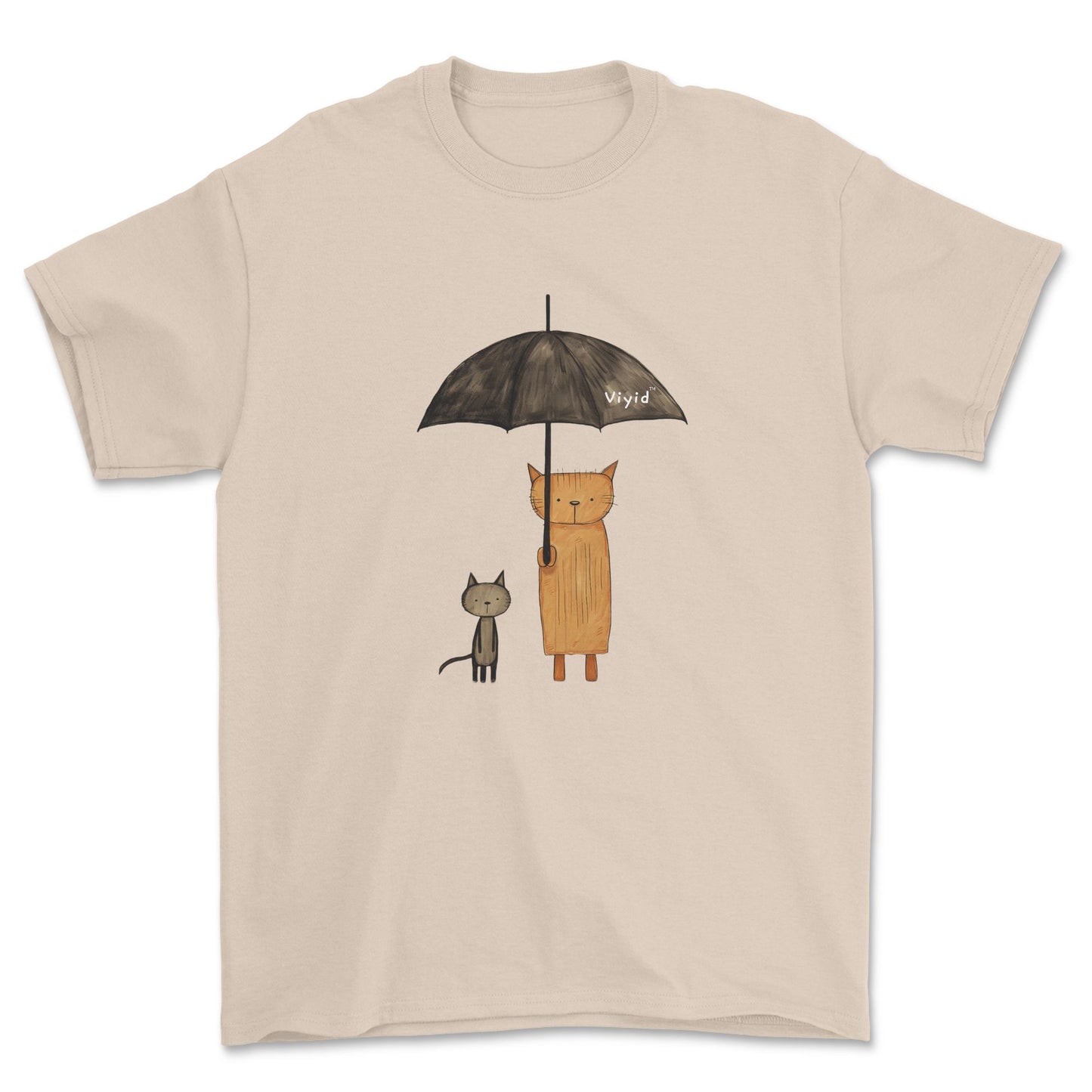 abstract cats with umbrella adult t-shirt sand