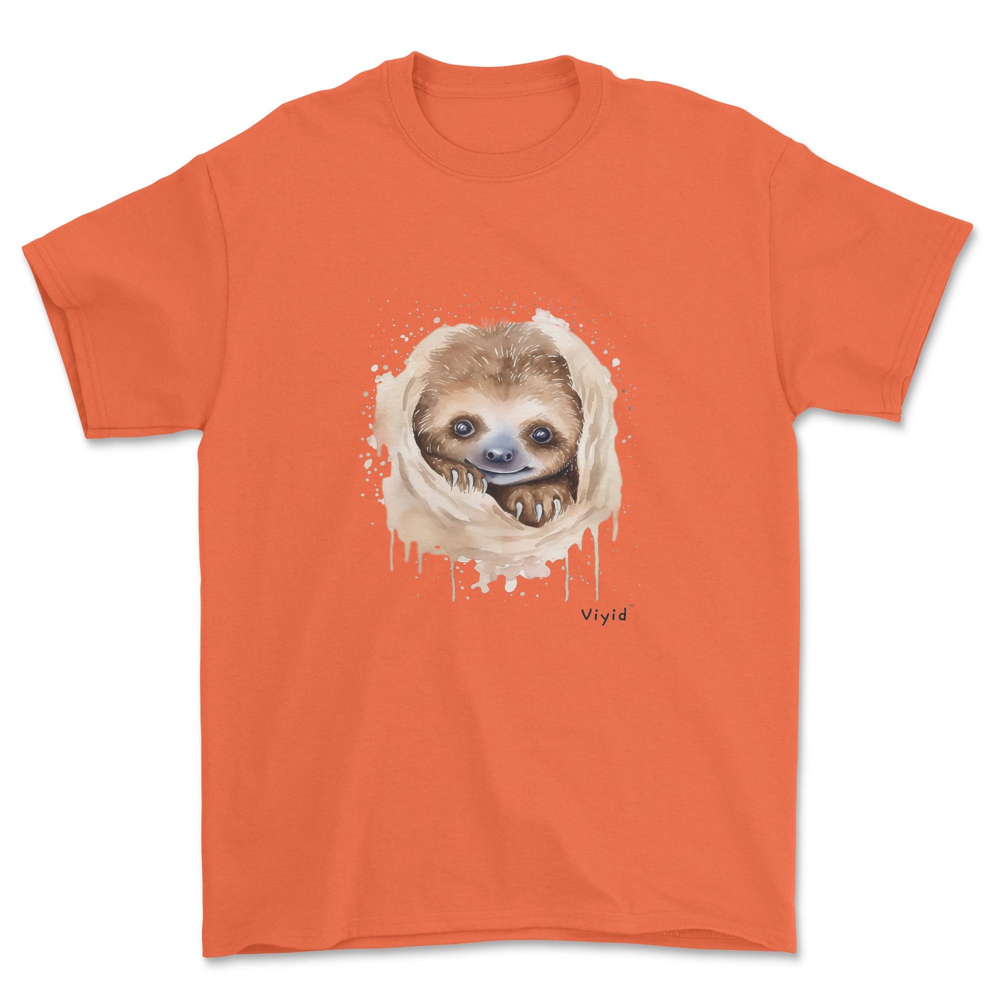 hiding sloth adult t-shirt orange