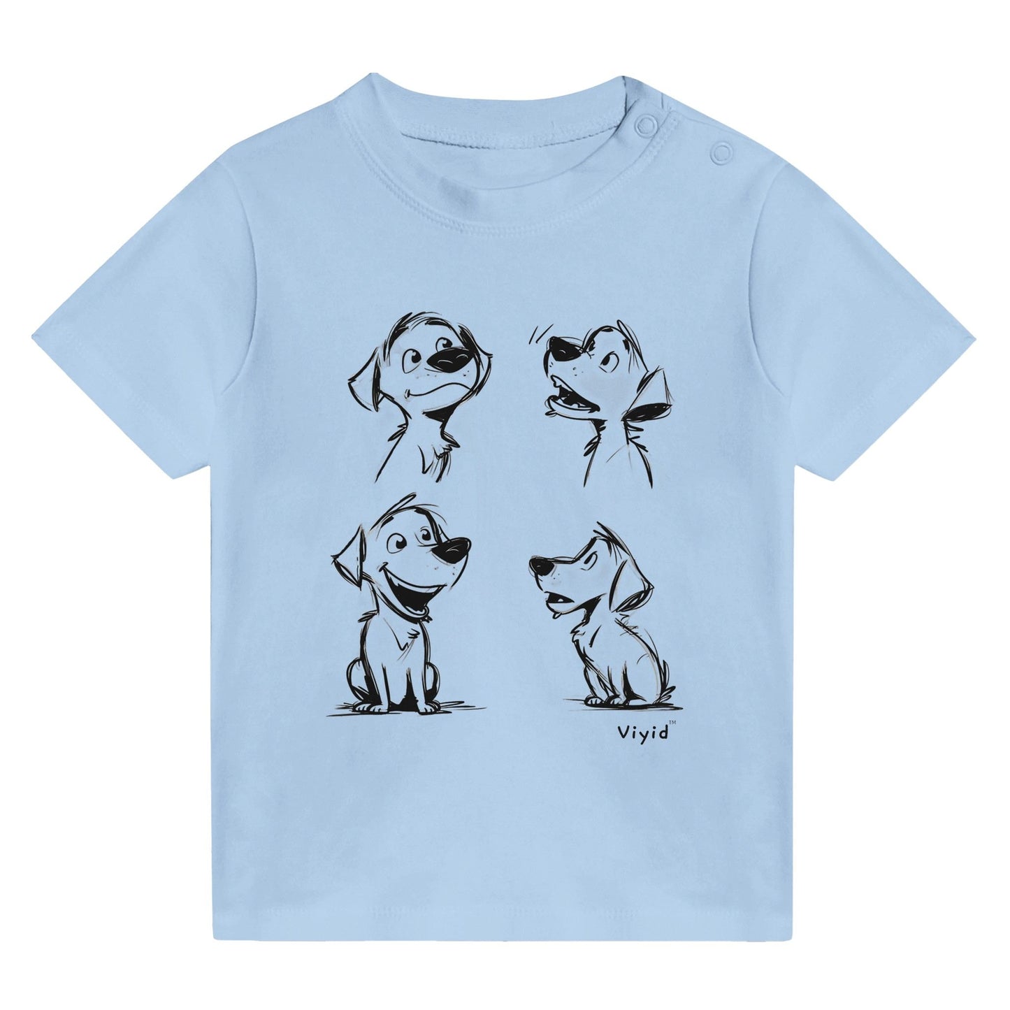 expressive puppy pencil drawing baby t-shirt baby blue