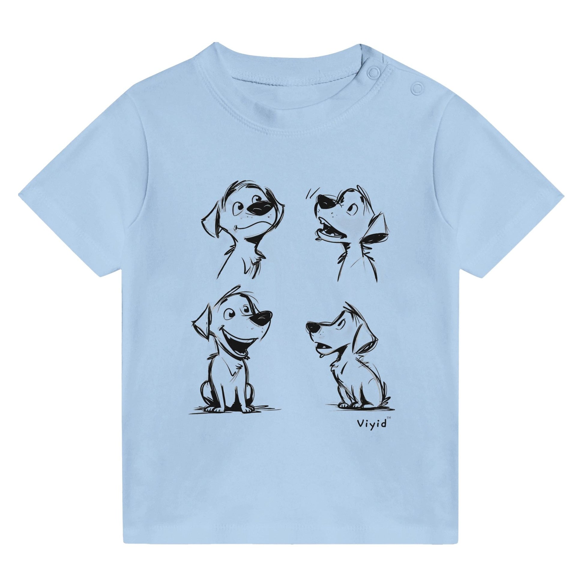 expressive puppy pencil drawing baby t-shirt baby blue