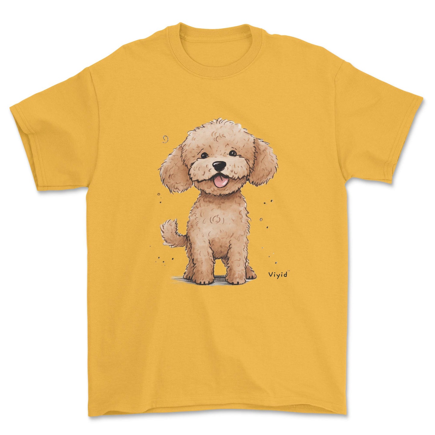 brown poodle adult t-shirt gold