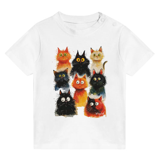 funky cats baby t-shirt white
