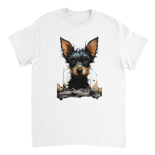 black Yorkshire Terrier drawing adult t-shirt white