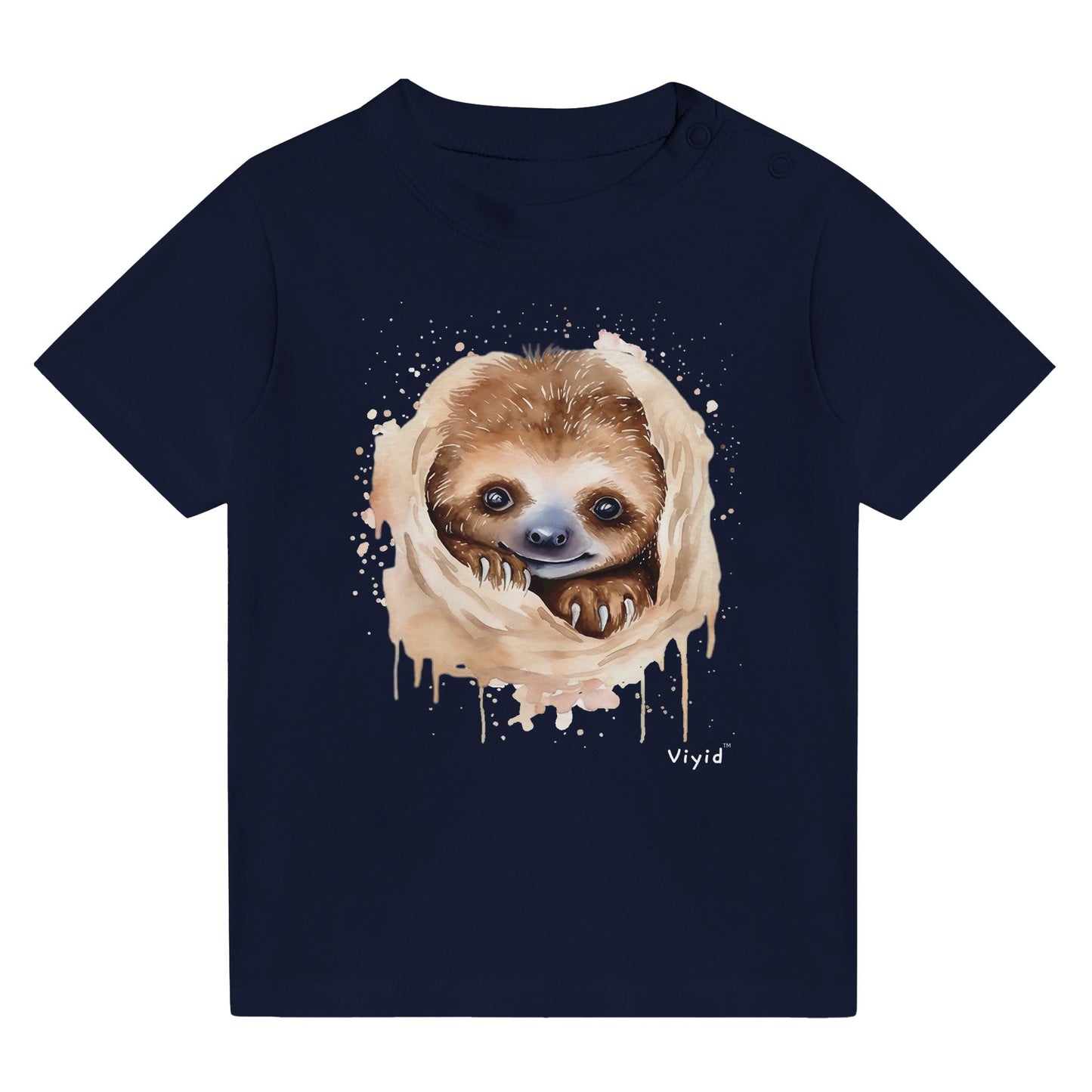 hiding sloth baby t-shirt navy