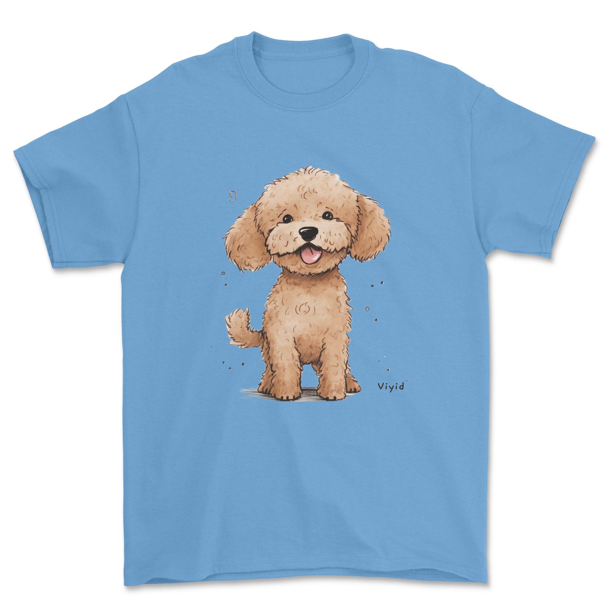 brown poodle youth t-shirt carolina blue